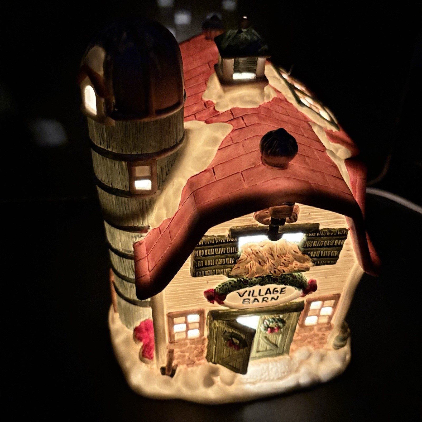 Mervyns Village Square Barn Farm House Silo Lighted Buliding Christmas 1998
