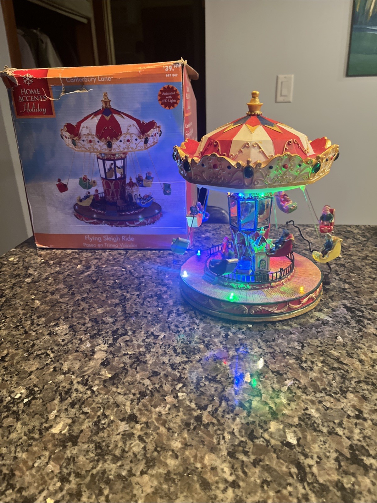 Canterbury Lane – FLYING SLEIGH RIDE – LED Lights Music Merry-Go-Round W / Box