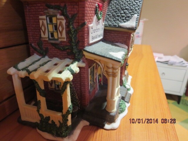 LARGE CERAMIC INN-BED AND BREAKFAST DECORATED FOR THE HOLIDAYS –#R10-4