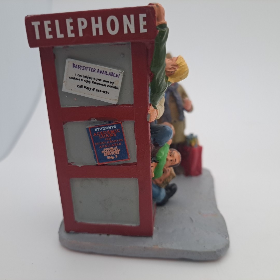 Rare Retired Lemax Occupied # 23946 How Many Can Fit In Phone Booth Christmas Vi