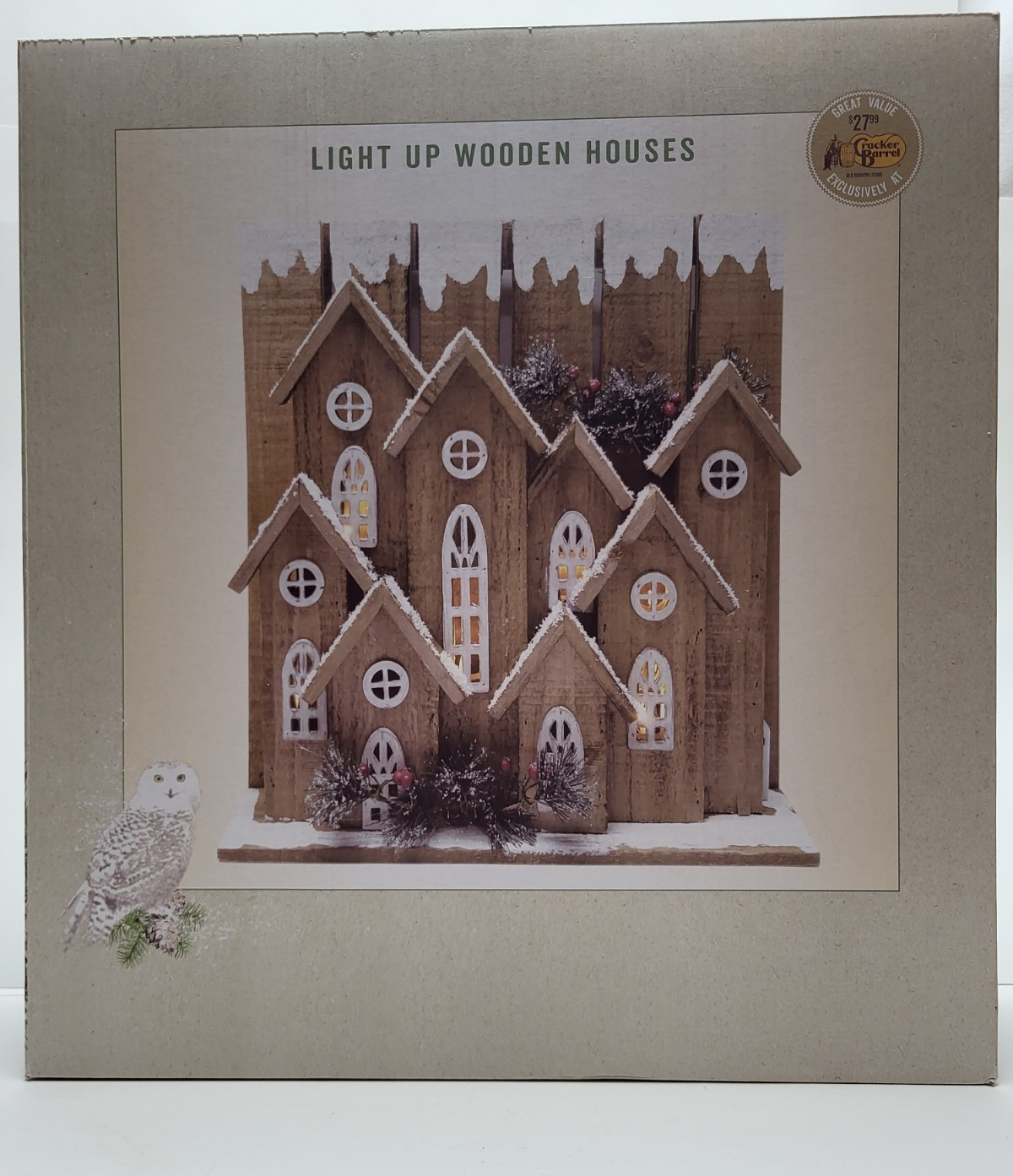 Cracker Barrel Wooden Houses Christmas Display Holiday Battery Operated Works