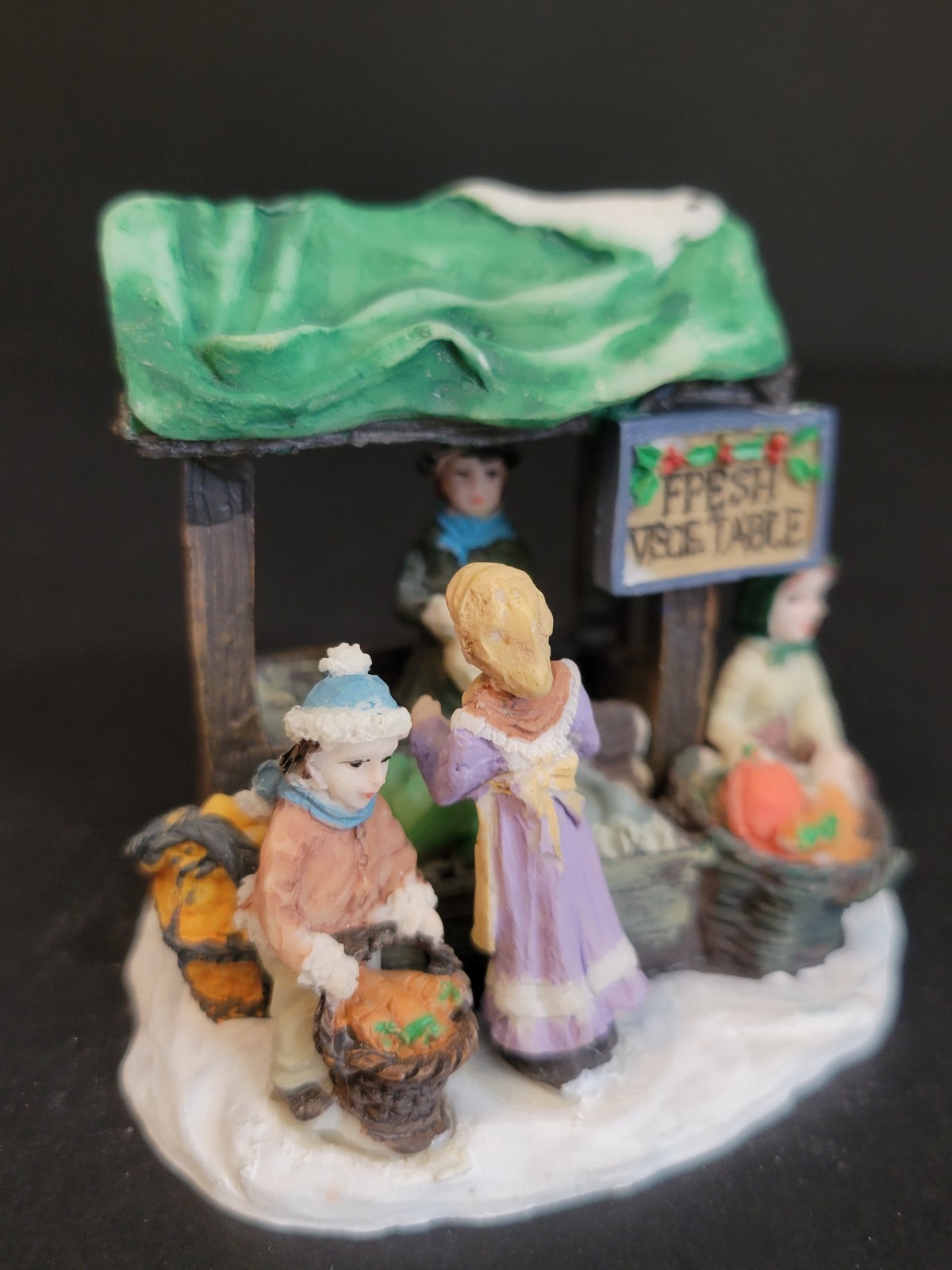 Holiday Time Santas Workbench Christmas Village Vegetable Stand Seller Kiosk
