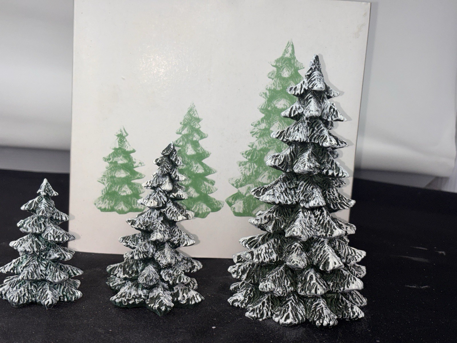 Department 56 Village EVERGREEN TREES 5205-1 Resin 3 Piece Set Winter Christmas