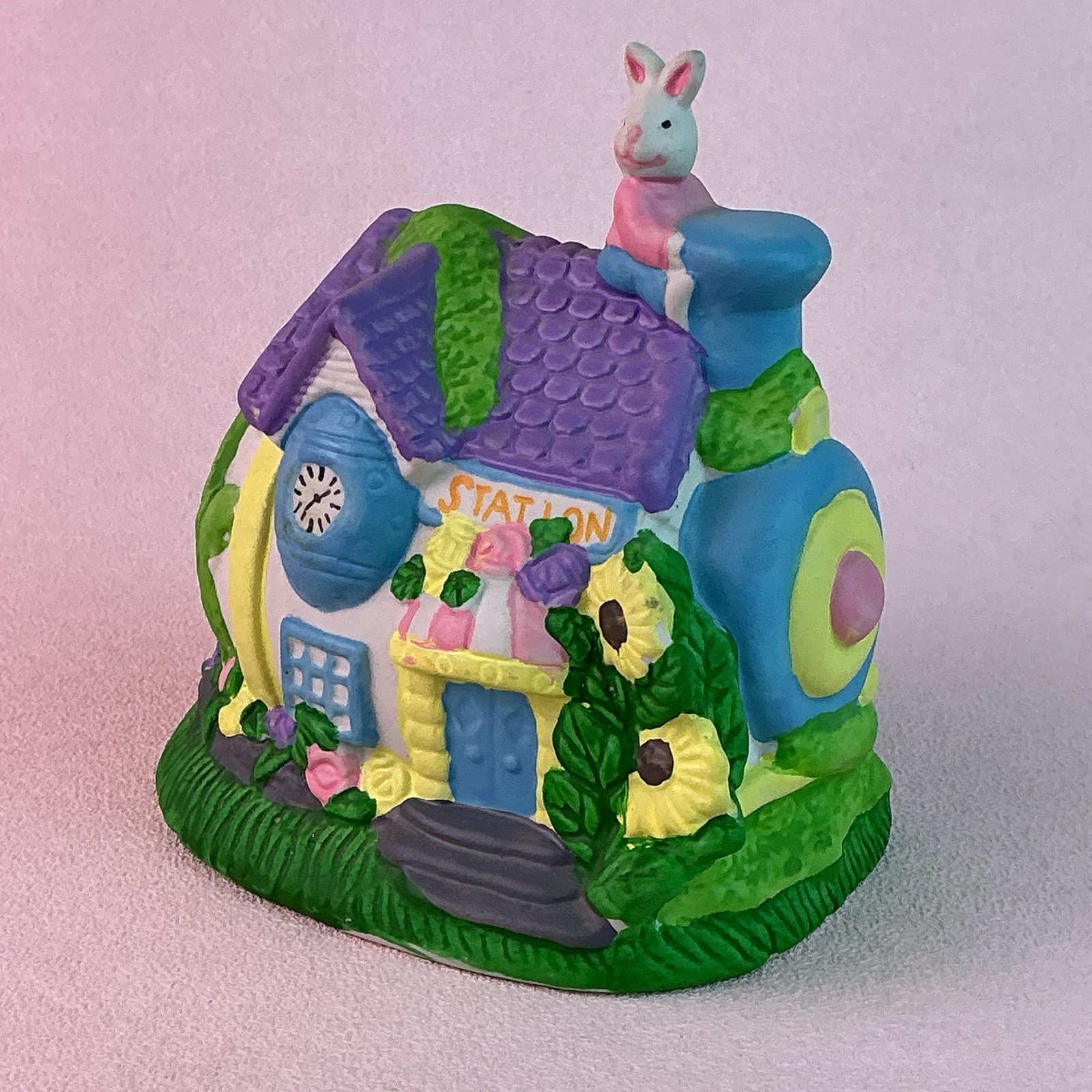 Easter Bunny Village Station Home*Porcelain Table Decor/Figurine*4”X4”*