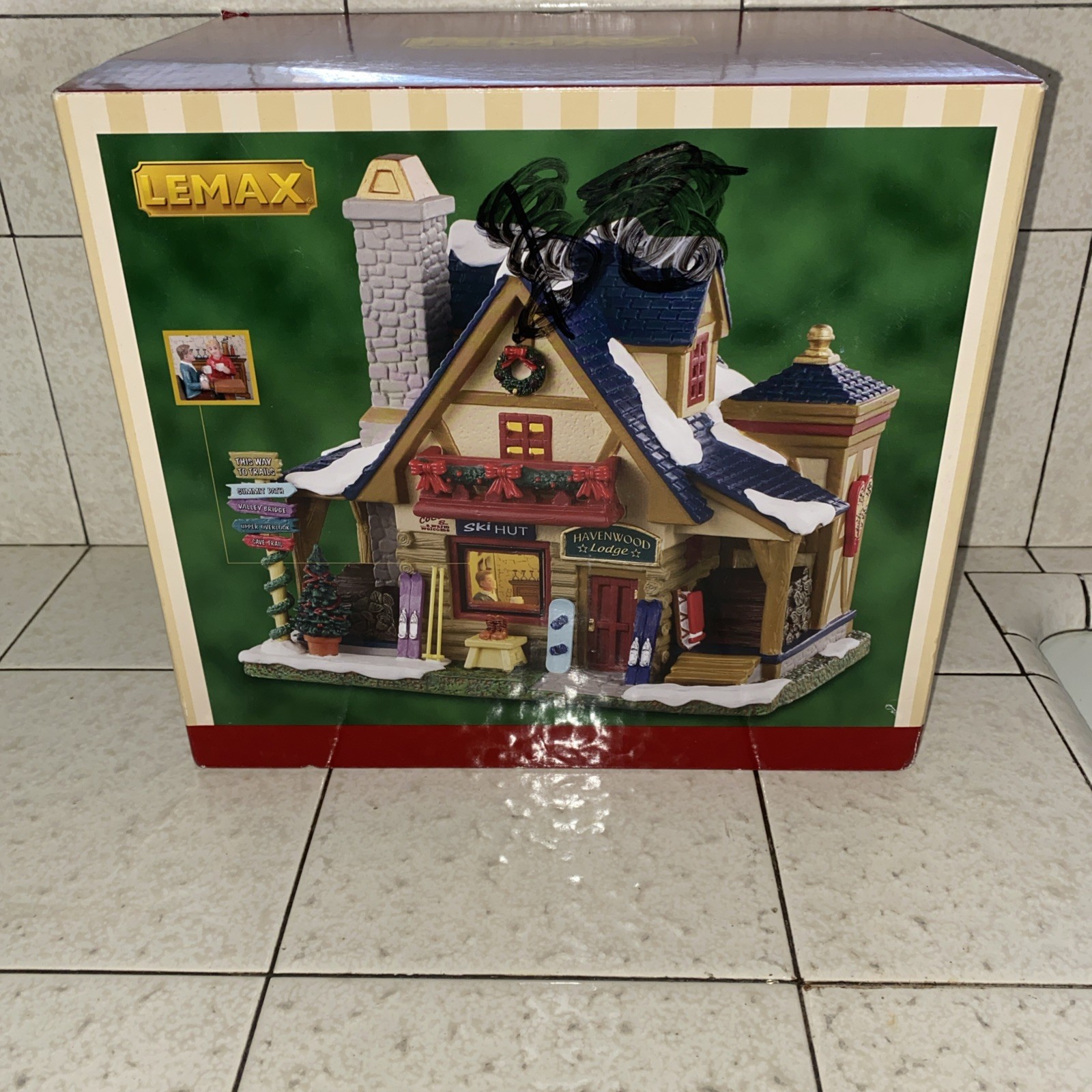 Lemax 2023 Havenwood Lodge Vail Village #35047 Skiers Sledders Snow Christmas