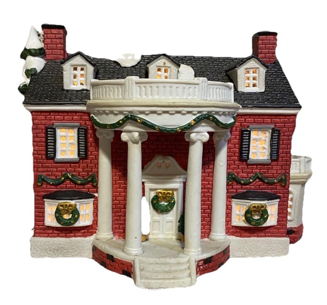 Lemax Plymouth Corners Red Brick Colonial Lighted House Dickensvale Collection