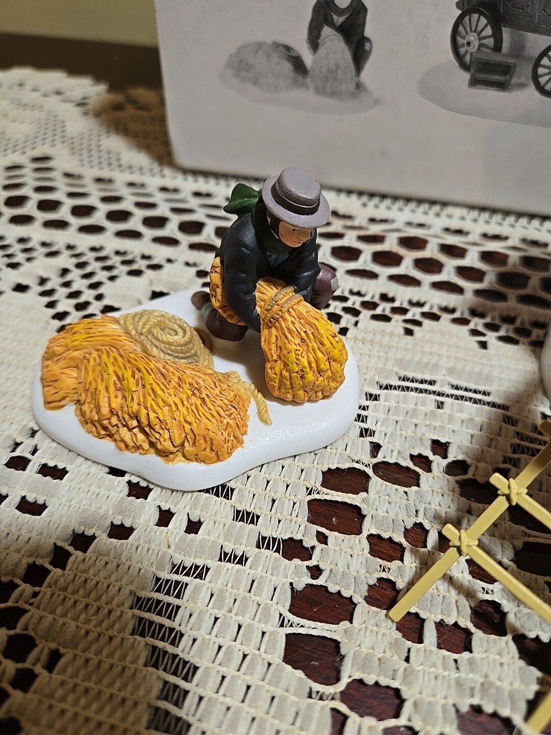 Department 56 Heritage Village Thatchers Set of 3 Straw Hay Cart Autumn #5829-7