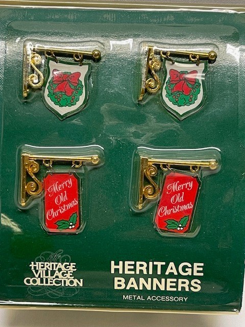 Dept 56 55263 54178 Heritage Village Christmas Banners & American Flags Metal