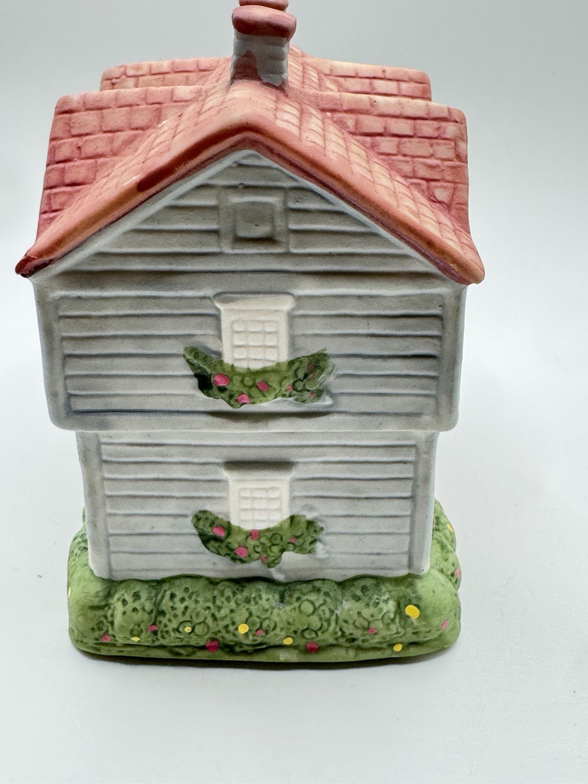 Vintage Ceramic Cottage House Figurine Cottagecore Shelf Decor Pink Roof