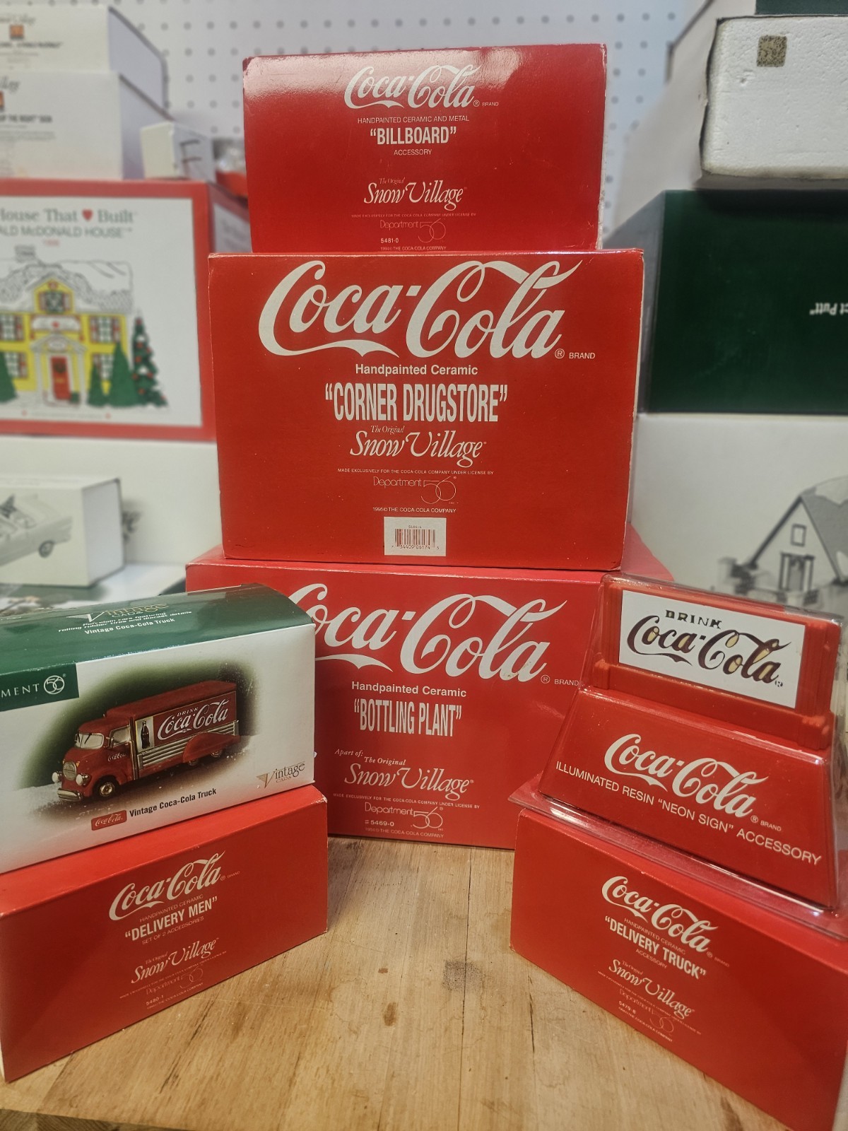 Dept 56 Coca-Cola Snow Village Complete 8 Pc Set w/ Boxes Retired