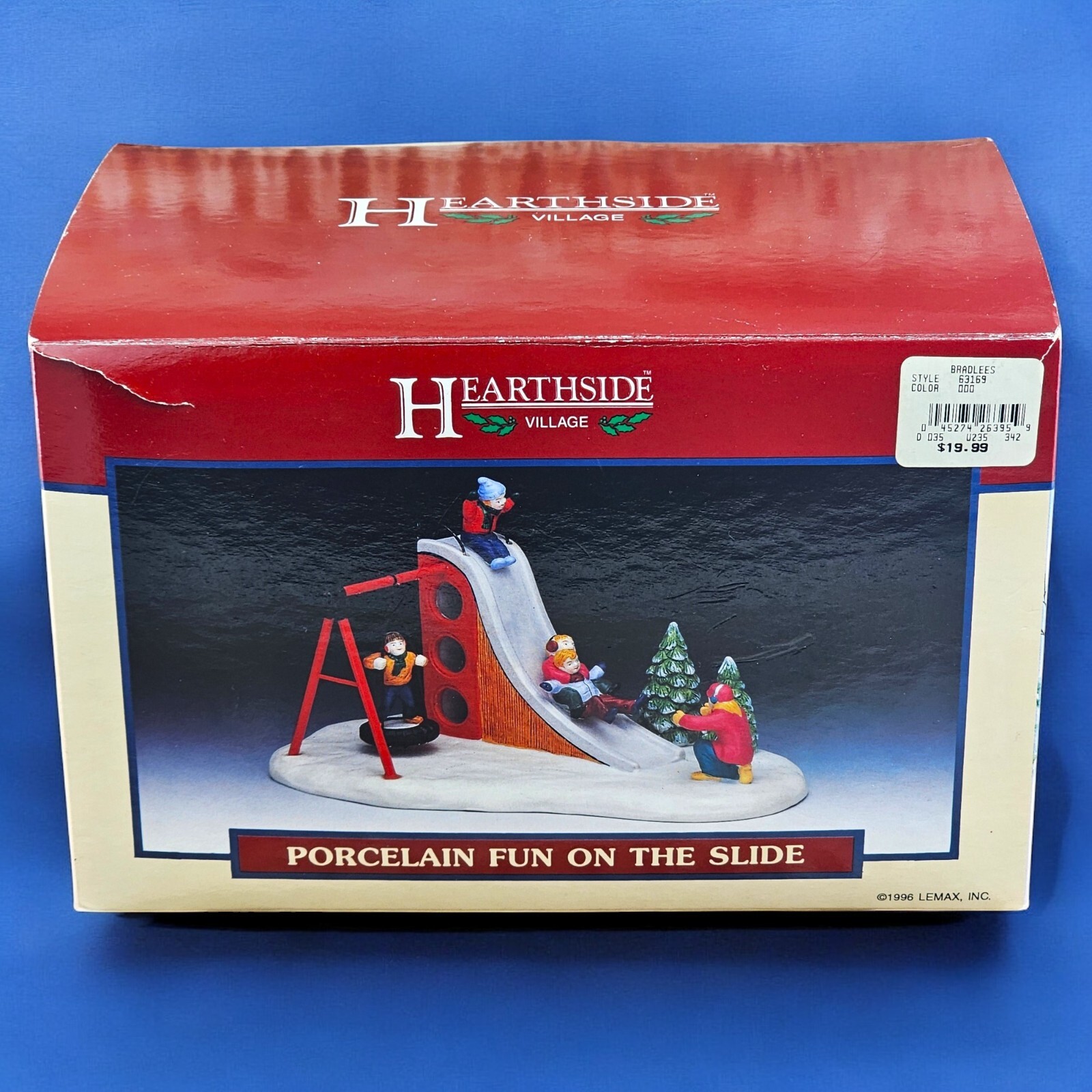 VTG Lemax Christmas Porcelain Fun On Slide Snow Village Playground Tire Swing