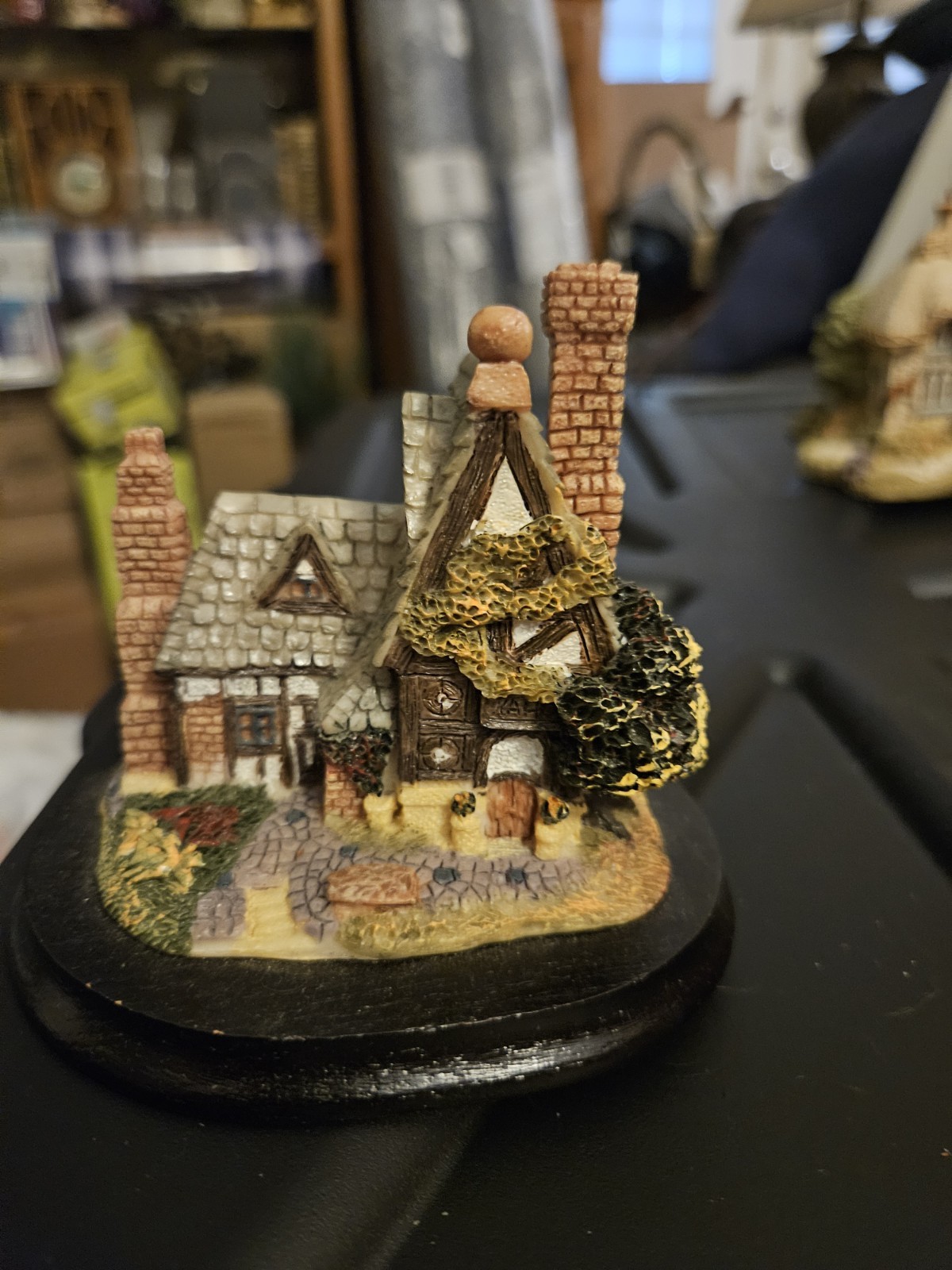 Miniature Cottage House Resin Figurine, Small Multicolor Textured 3D Display