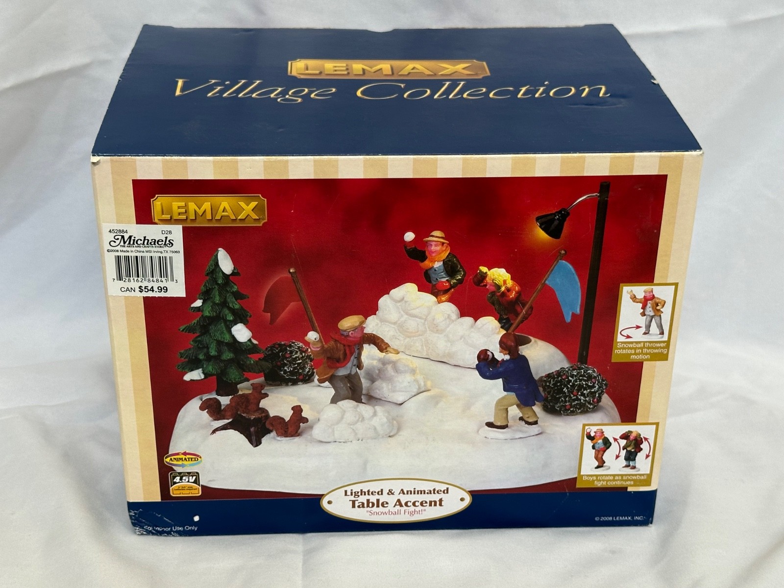 Lemax 84841 Lighted 2008 Village Collection Table Accent Holiday Snowball Fight