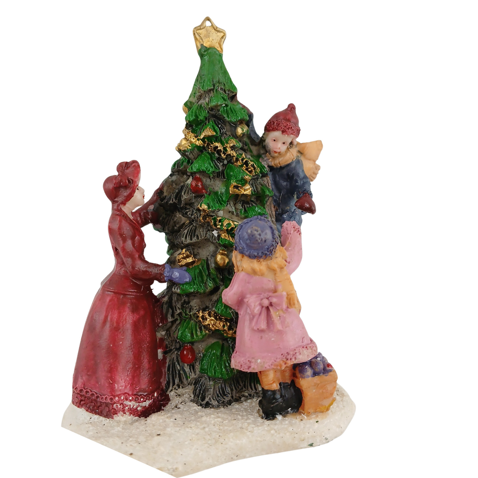 Holiday Time Victorian Family Decorating Christmas Tree Figurine 3.5″ w/ Box