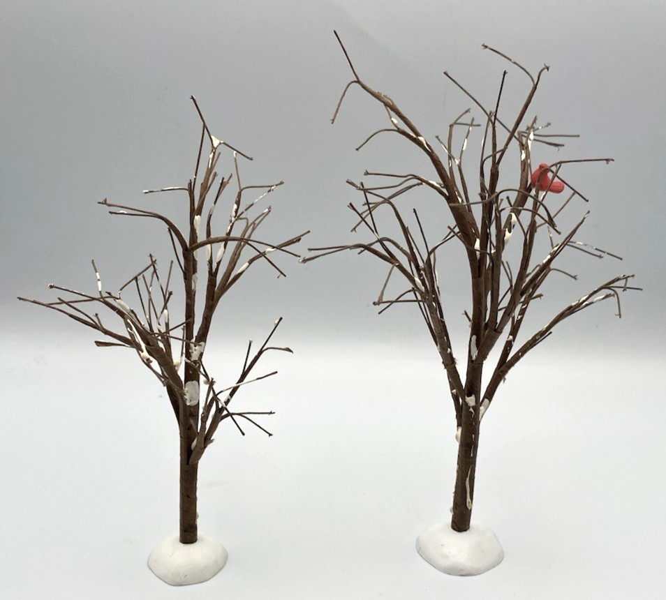 Dept 56 Christmas Village Brown Birch Trees Bare Branches Cardinal Access Lot 2