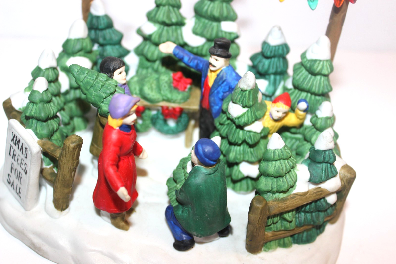 Christmas Village Display “Trees For Sale” Tree Seller 4.5″ tall Porcelain Used