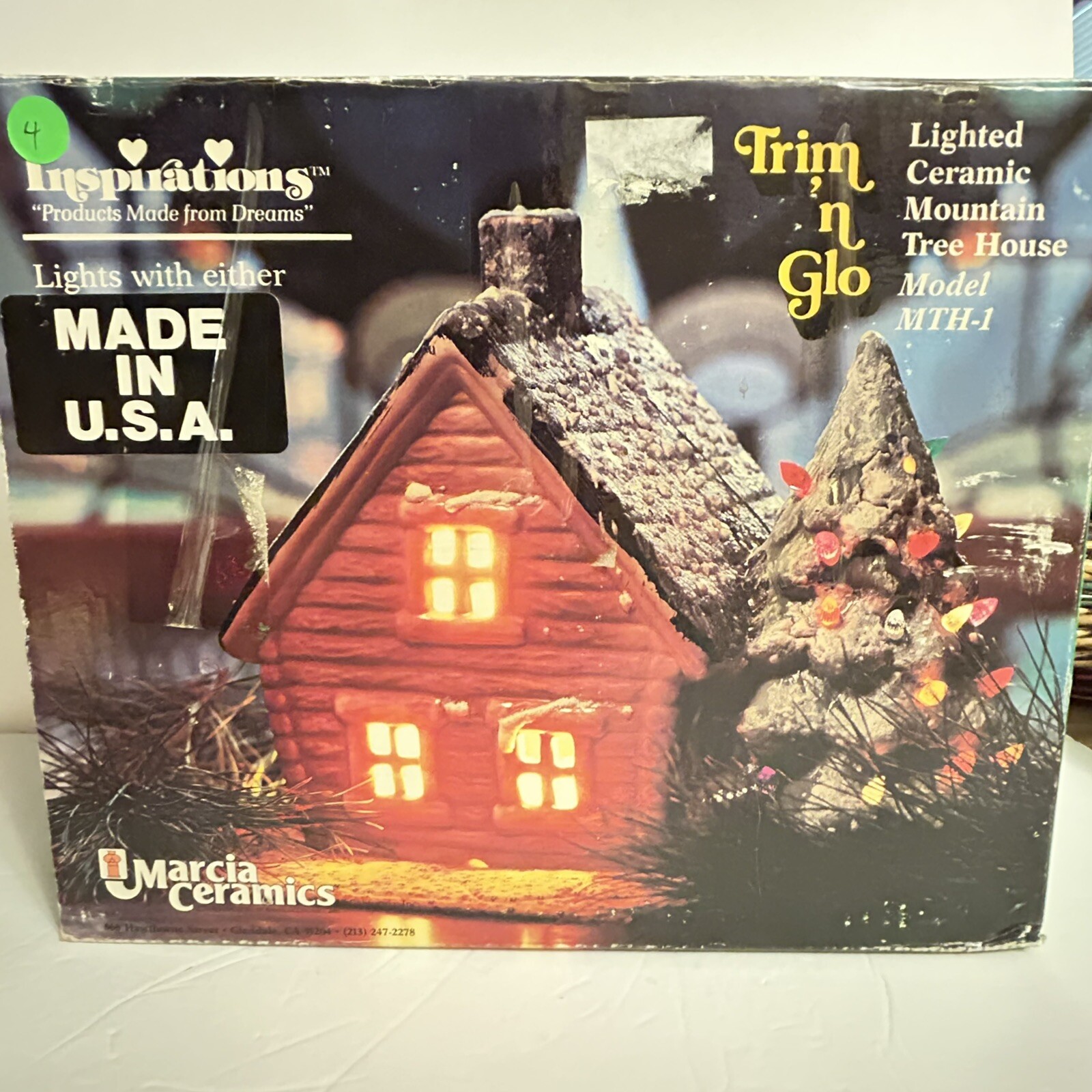 Marcia Ceramics Lighted Christmas Tree Mountain House Inspirations Holiday Vtg