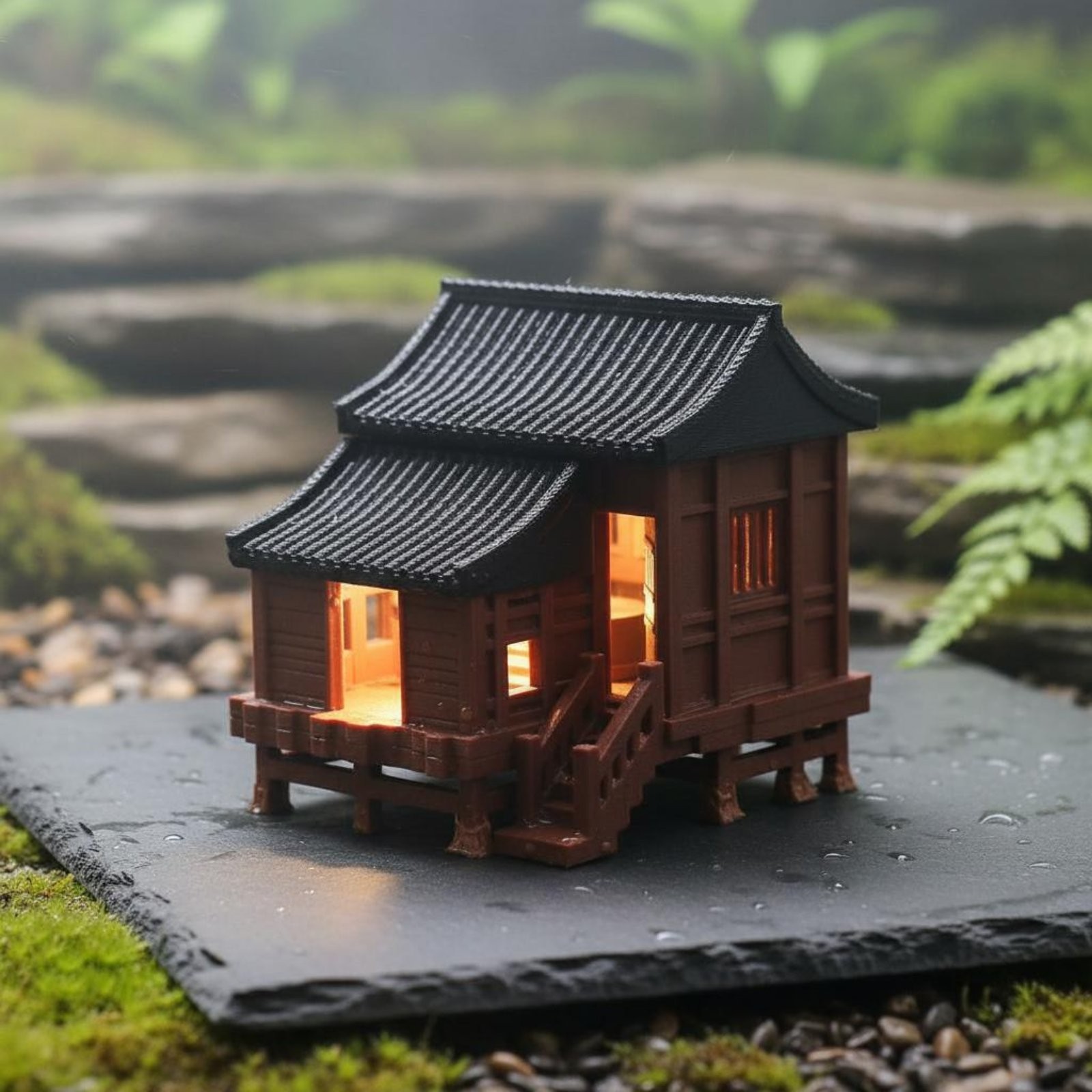 Ancient Chinese Building Model Landscape Accessory for Terrarium, Hobbyists