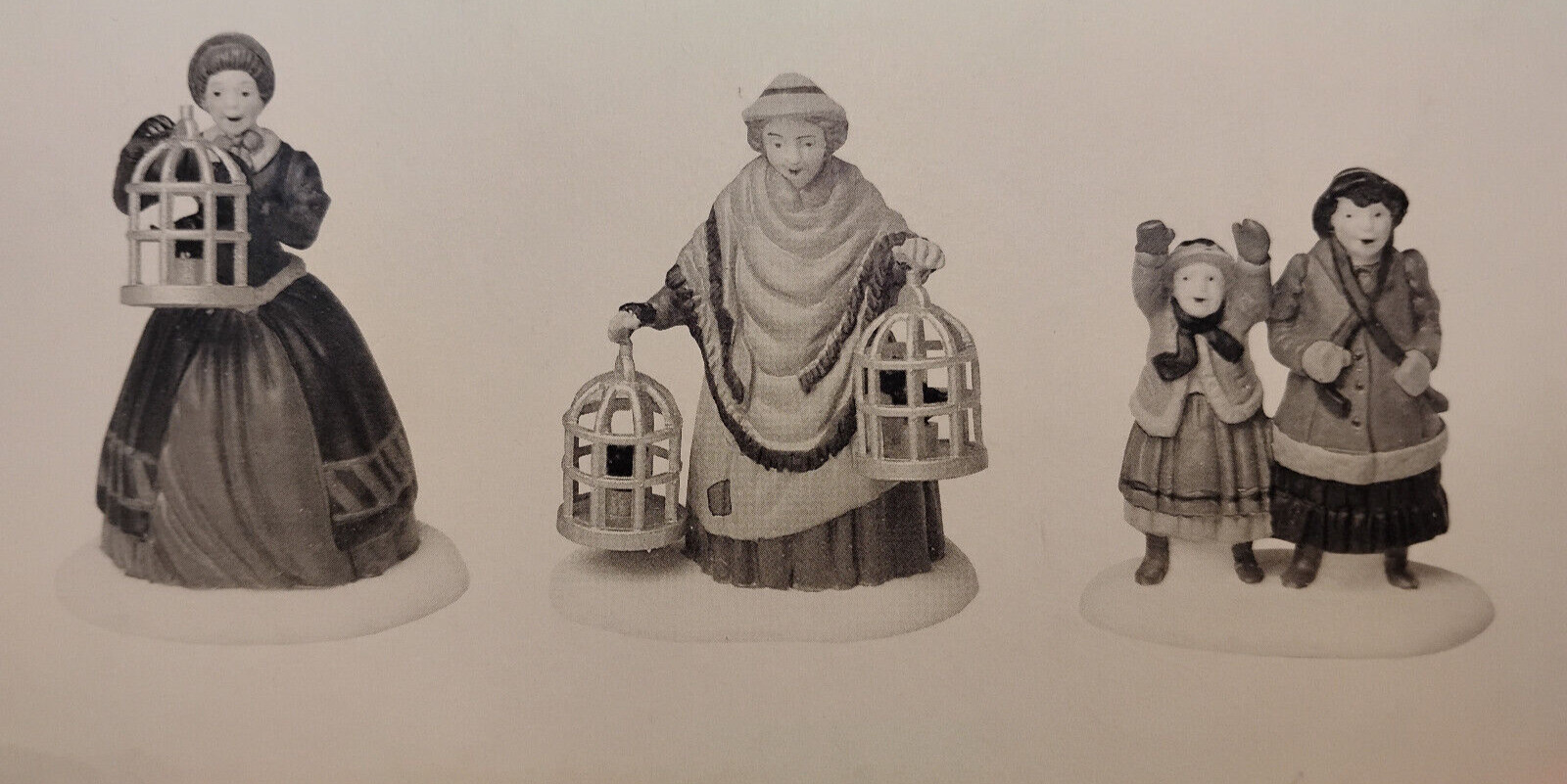 Dept 56 The Bird Seller Dickens Village Heritage Collection New 3 Piece Set