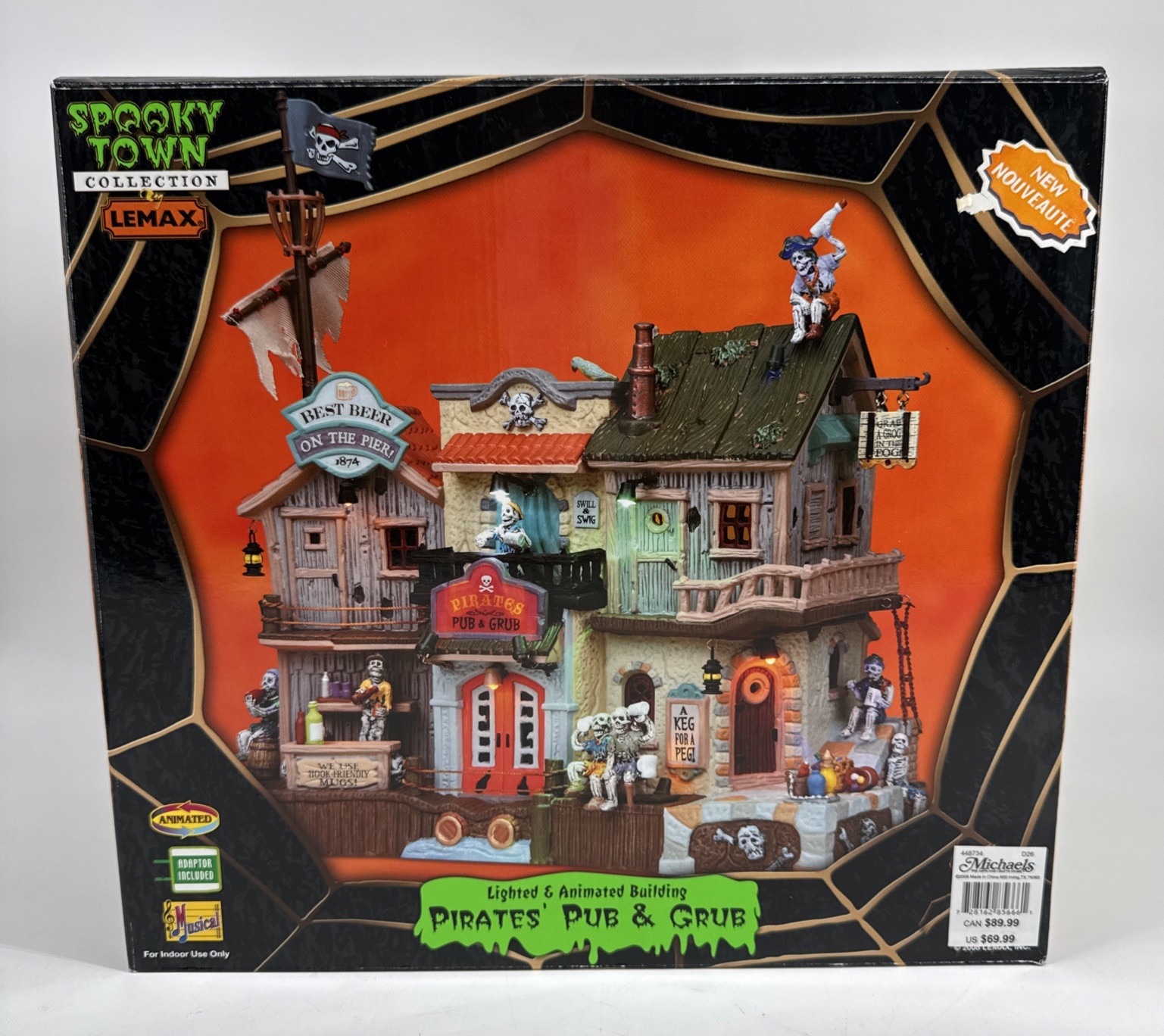 Lemax 2008 Spooky Town PIRATES PUB & GRUB Halloween Village House Retired READ