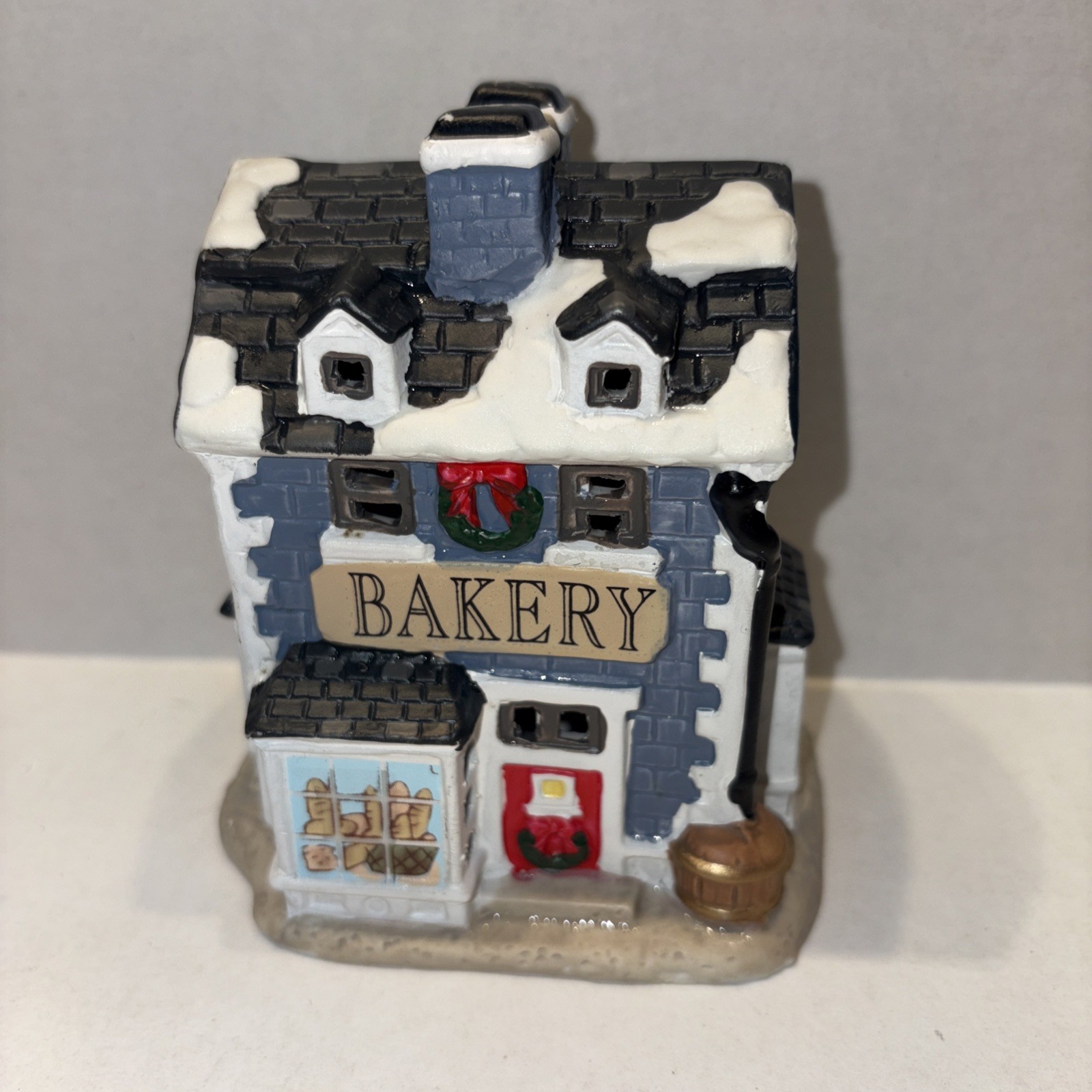 Cindy Blue Bakery Porcelain Mini House (4.25″H) Christmas Village Vintage 1980s