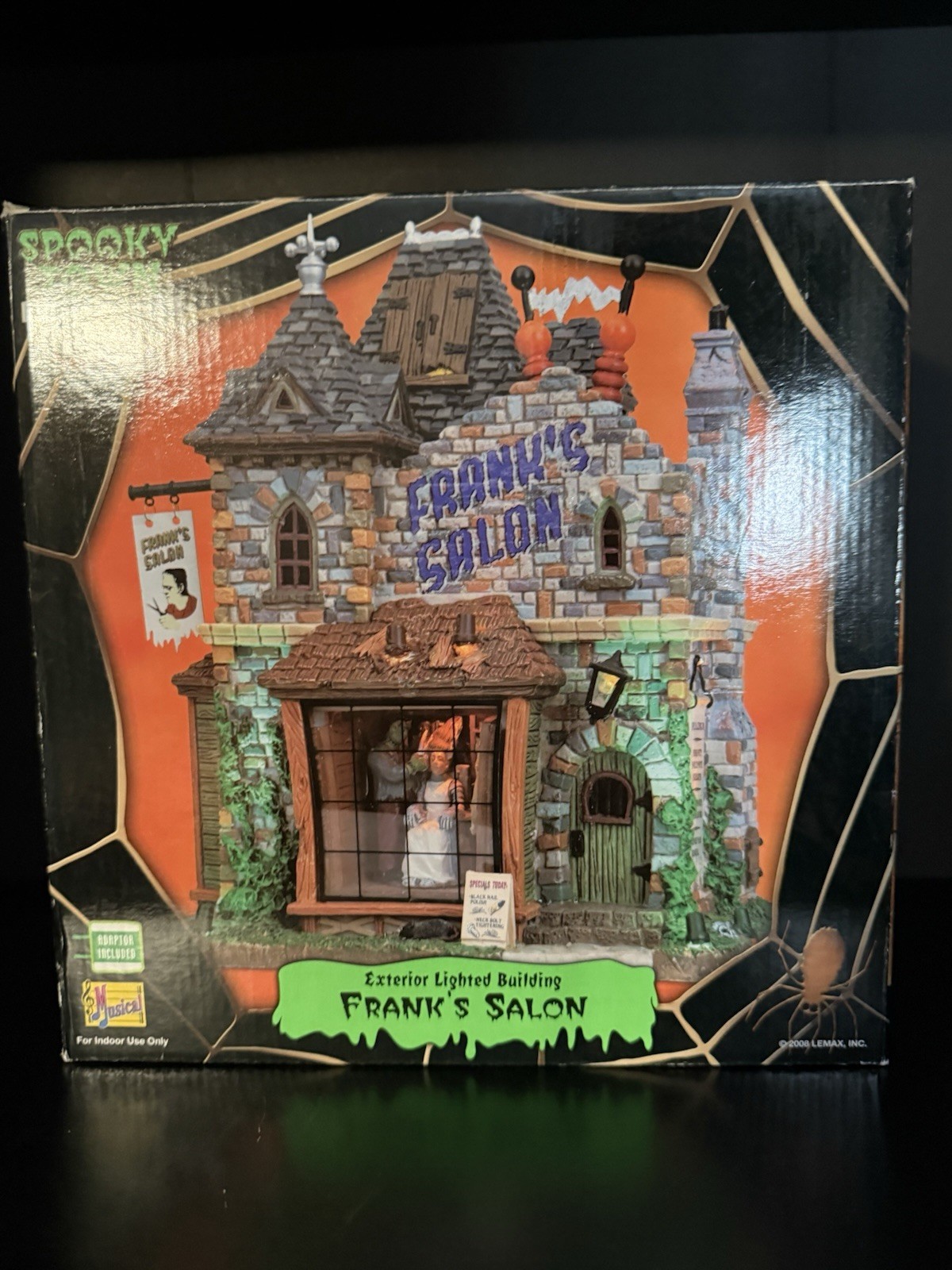 Lemax Spooky Town Frank’s Salon Lighted Musical Building 2008