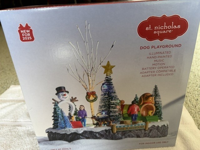 St. Nicholas Square Animated Dog Playground Holiday Decor Lights/Motion/Music