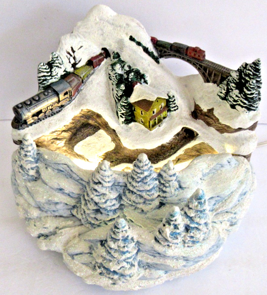 TAMPA BAY MOLD “LIGHTED 3-PIECE MOUNTAIN / TRAIN” ~ ** (8.5″ TALL) ** RARE !!!