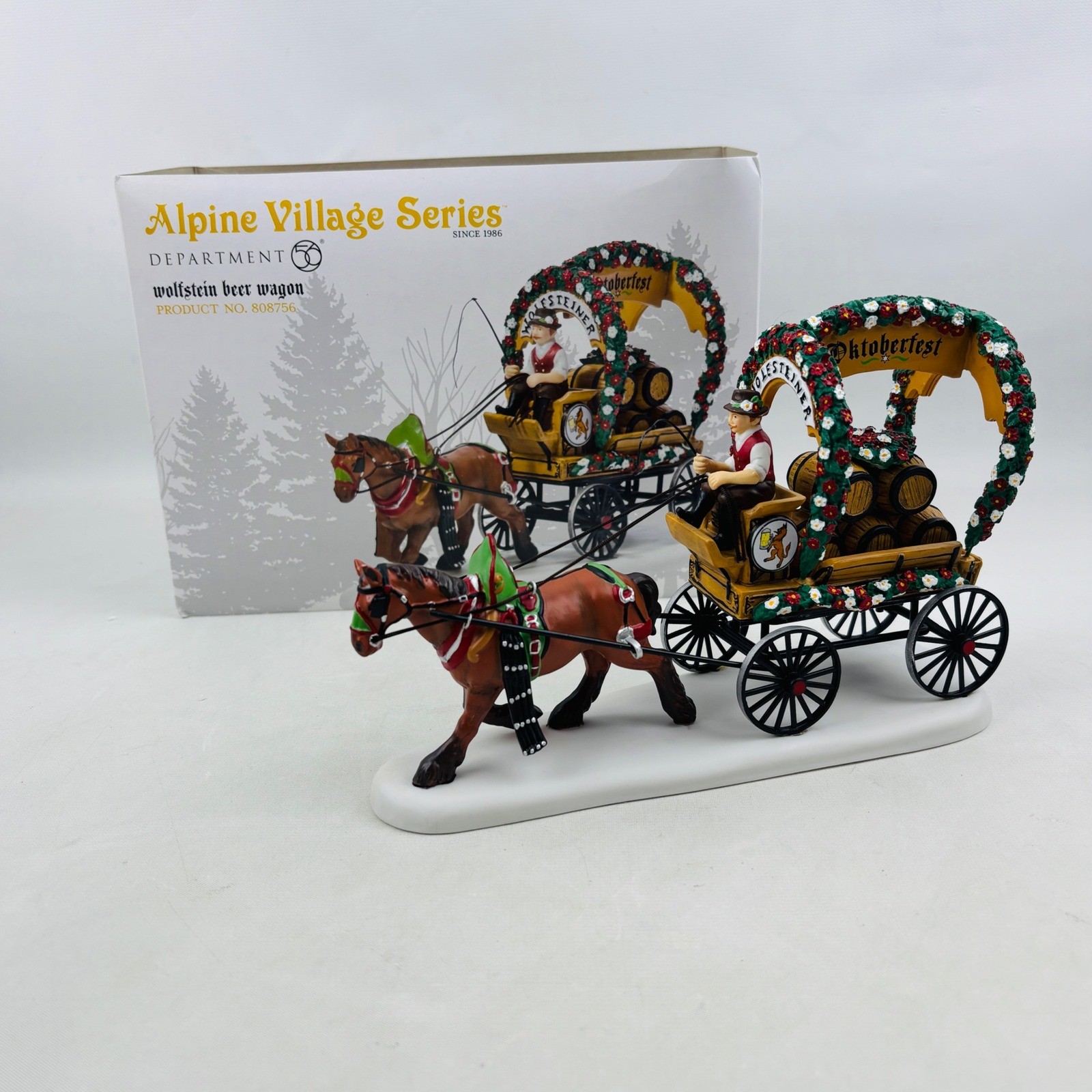 Dept 56 Alpine Village Wolfstein Beer Wagon Oktoberfest Horse Carriage 808756