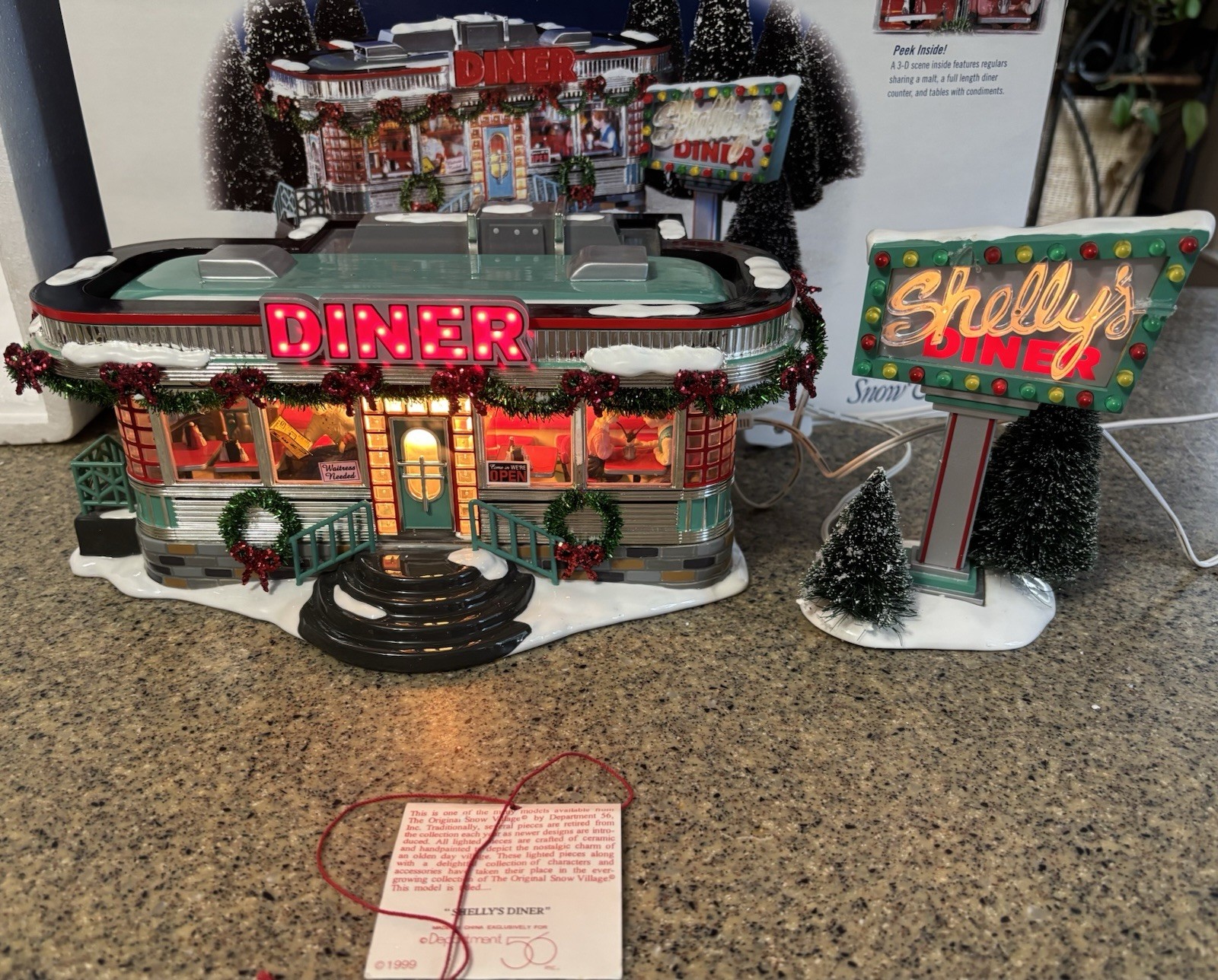 Dept 56 Shelly’s Diner Snow Village Lighted Christmas Diner & Sign Restaurant