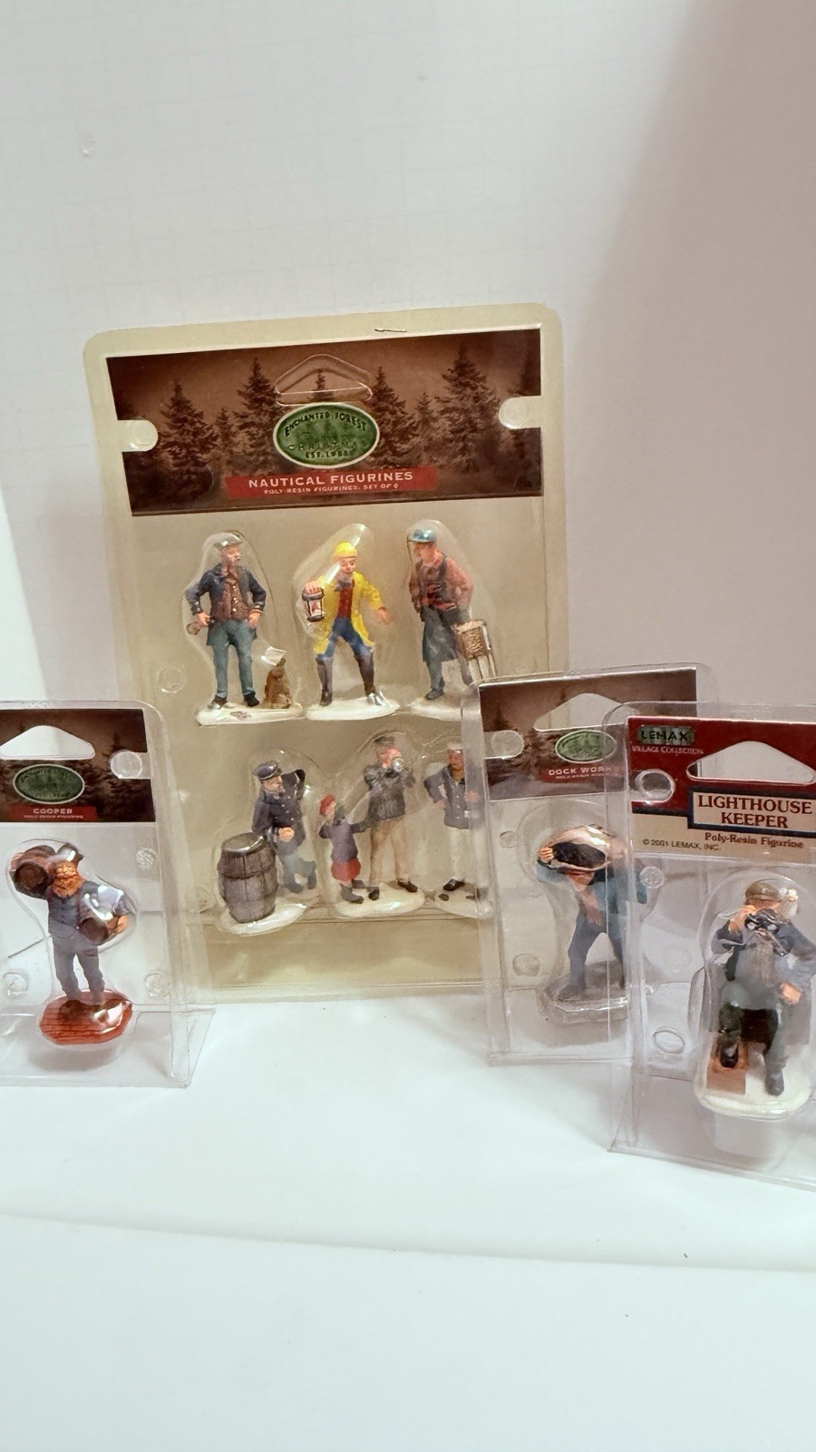 NAUTICAL Figurines Lemax Enchanted Forest Cooper Dock Worker Lighthouse Keeper