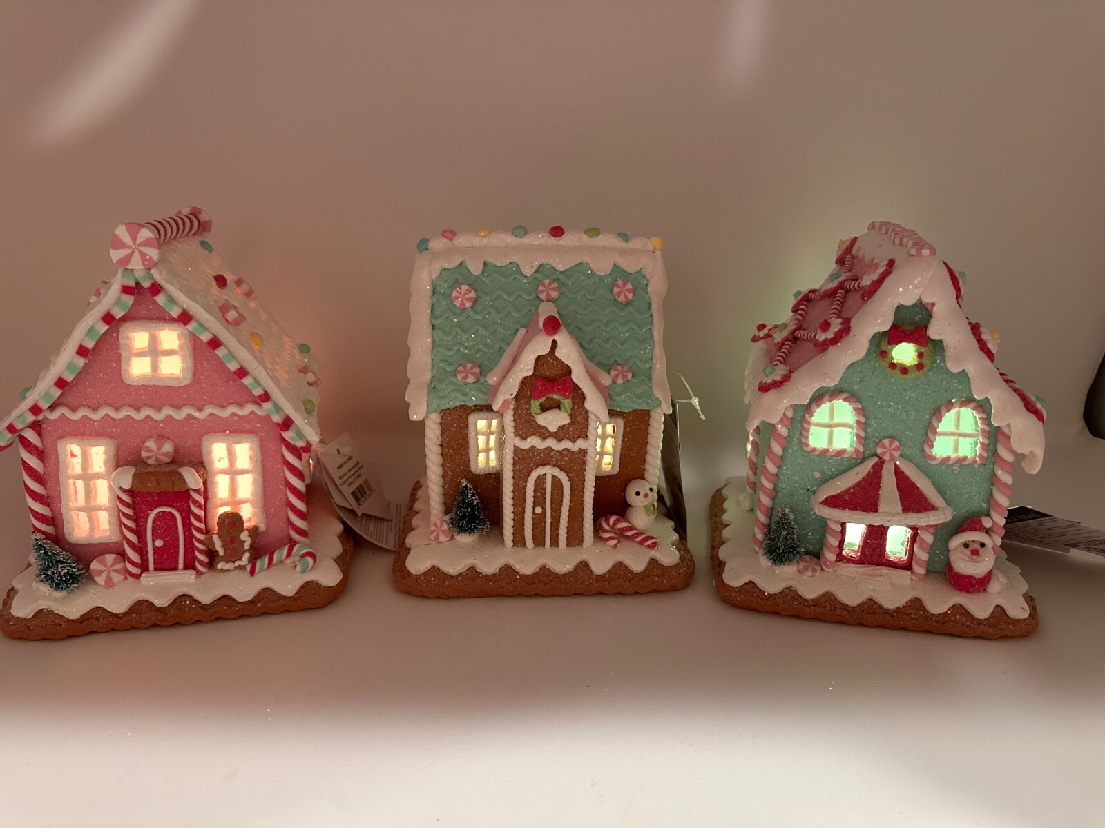 Lighted Pastel Claydough Gingerbread House Christmas Village, NEW Sold Seperate