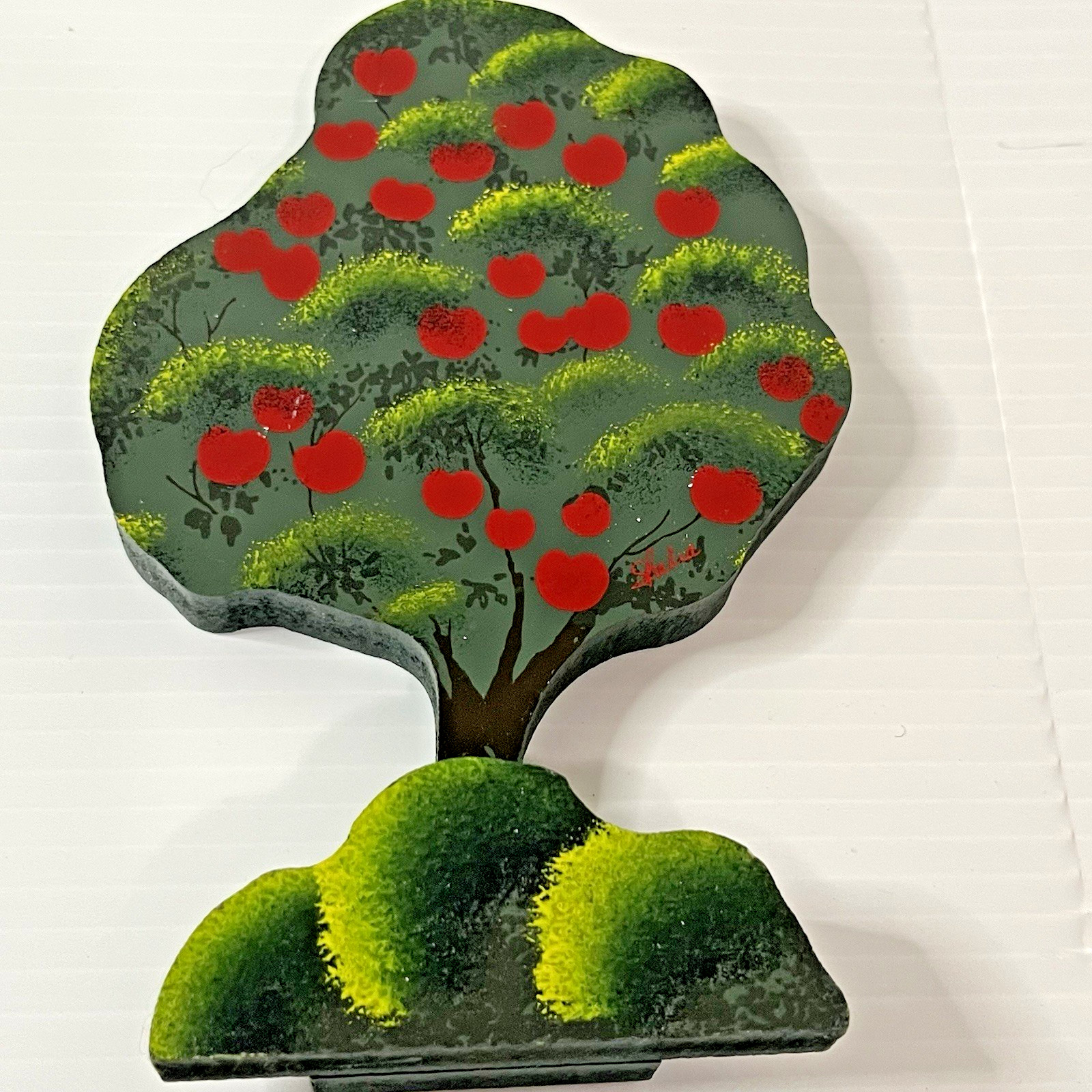 Red Apple Shelia’s Collectibles APPLE TREE Fruit 3-D Shelf Sitter Signed Vintage