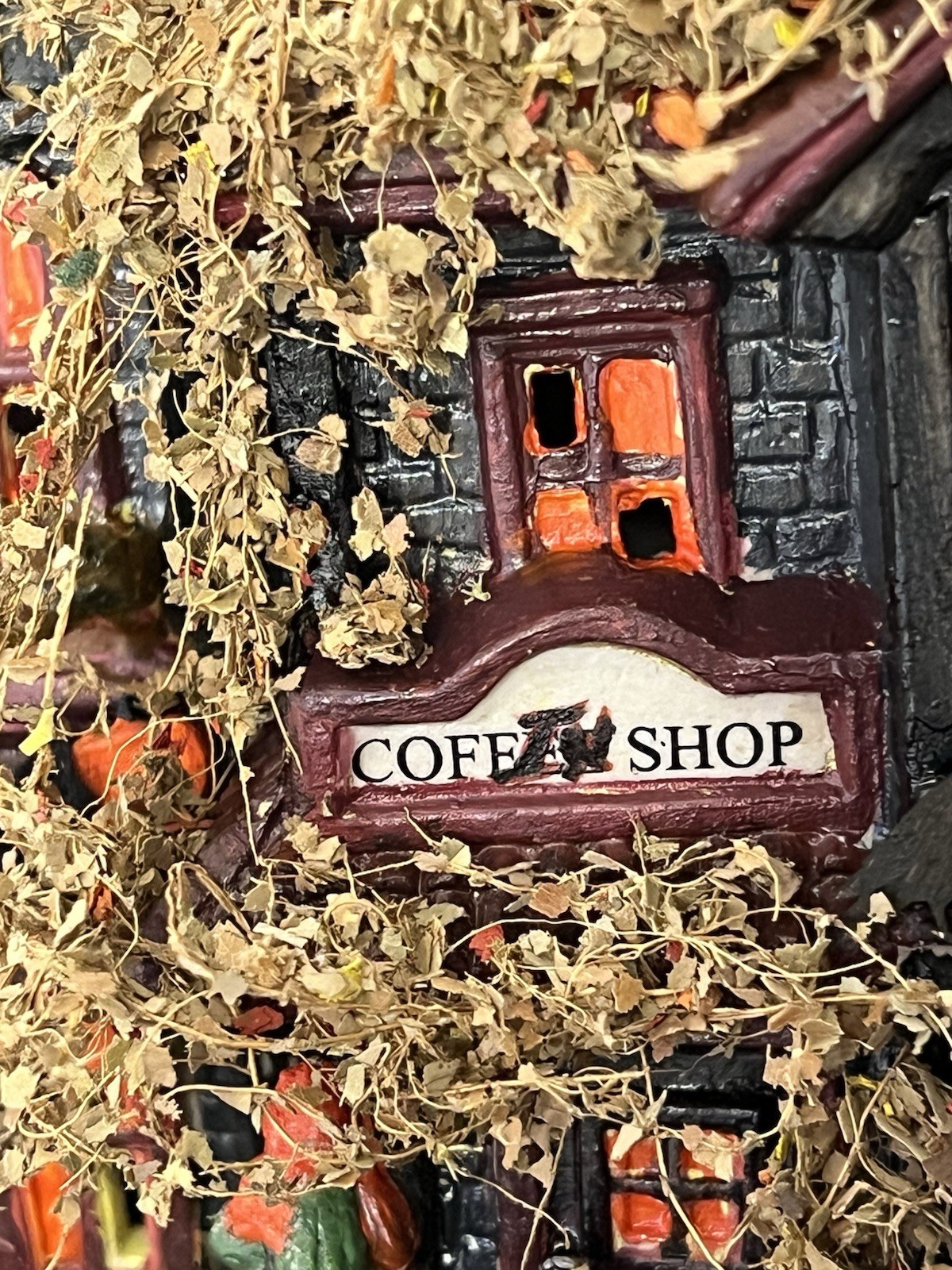 Halloween Lighted Coffin Shop House Tabletop Resin Village Decor, Multicolor