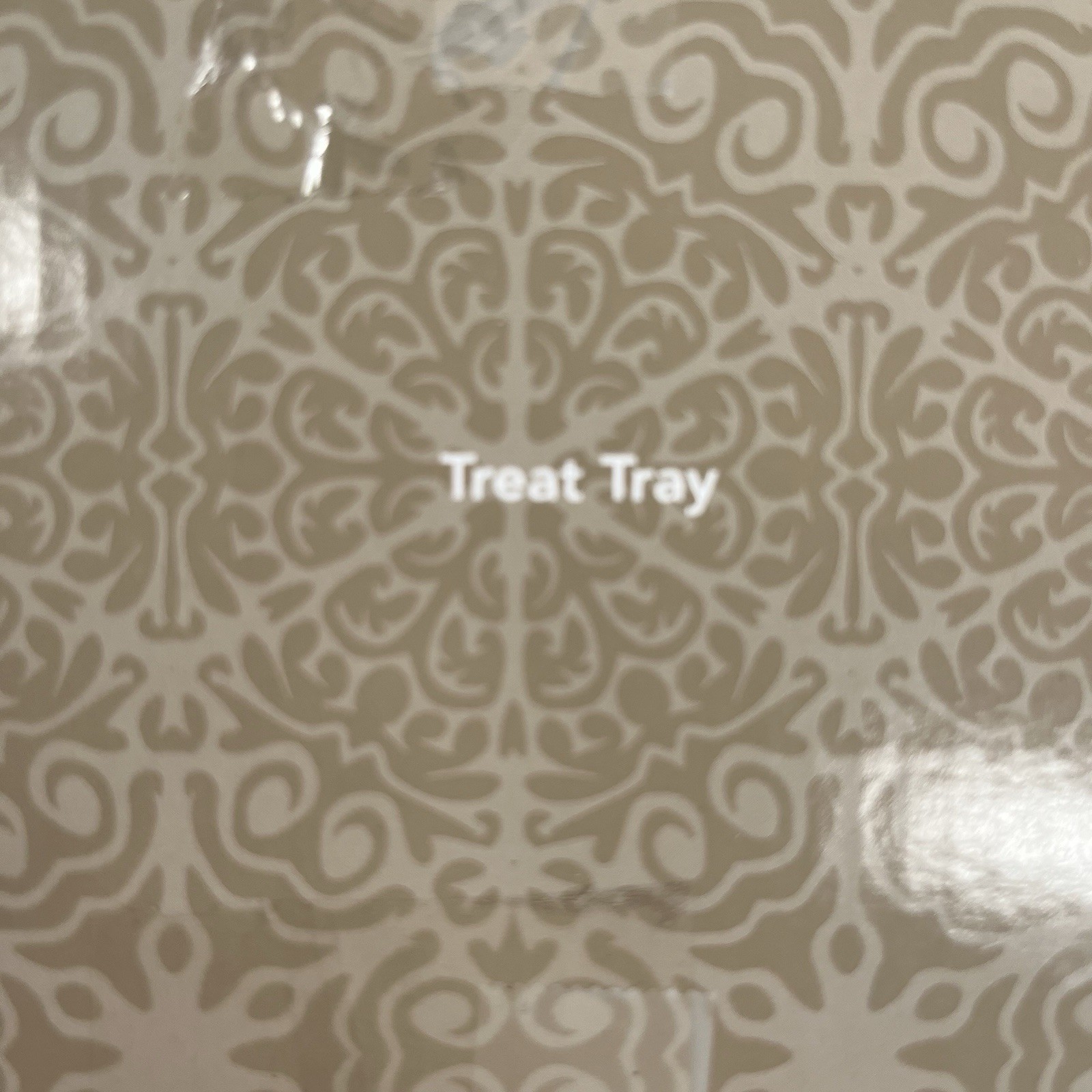 St Nicholas Square Pine Cone Treat Tray 13″ x 5″ White Rectangle in Box