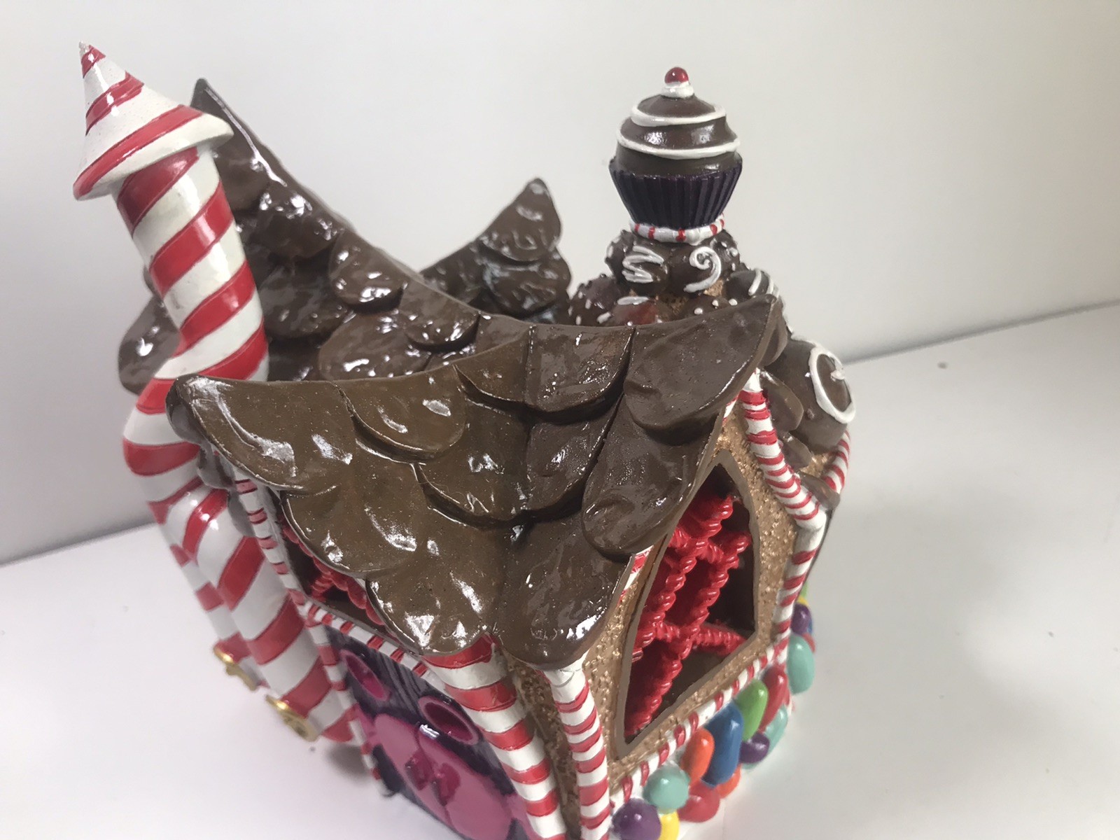 Vintage Village Candy Shop Ceramic Votive Tealight Candle Holder Xmas house
