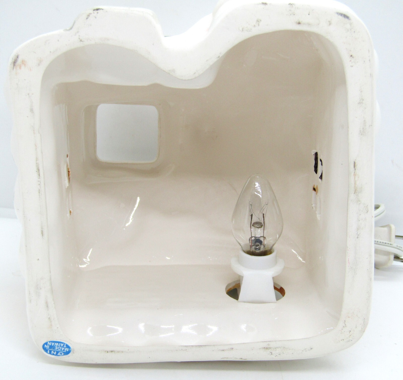 Vintage Ceramic 6″ Snow Covered Cottage Home Christmas Village House W/Light