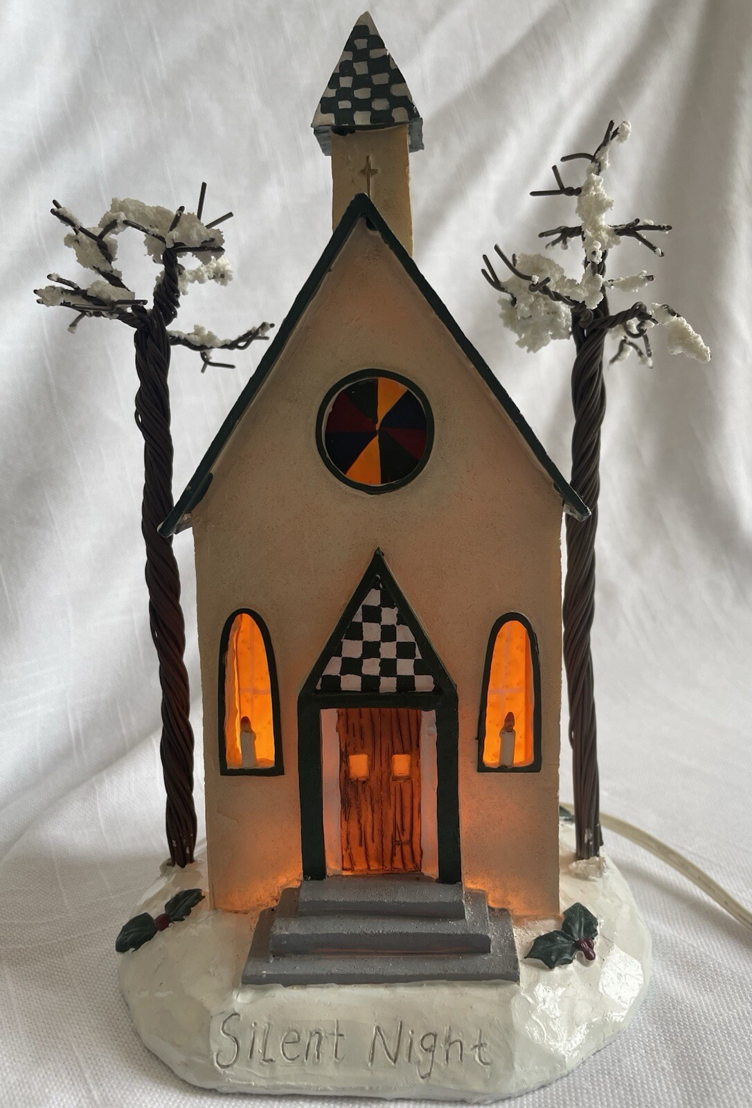 Crazy Mountain Deb Strain Lighted Church~ Whimsical, Checker Board Design~ Nice!