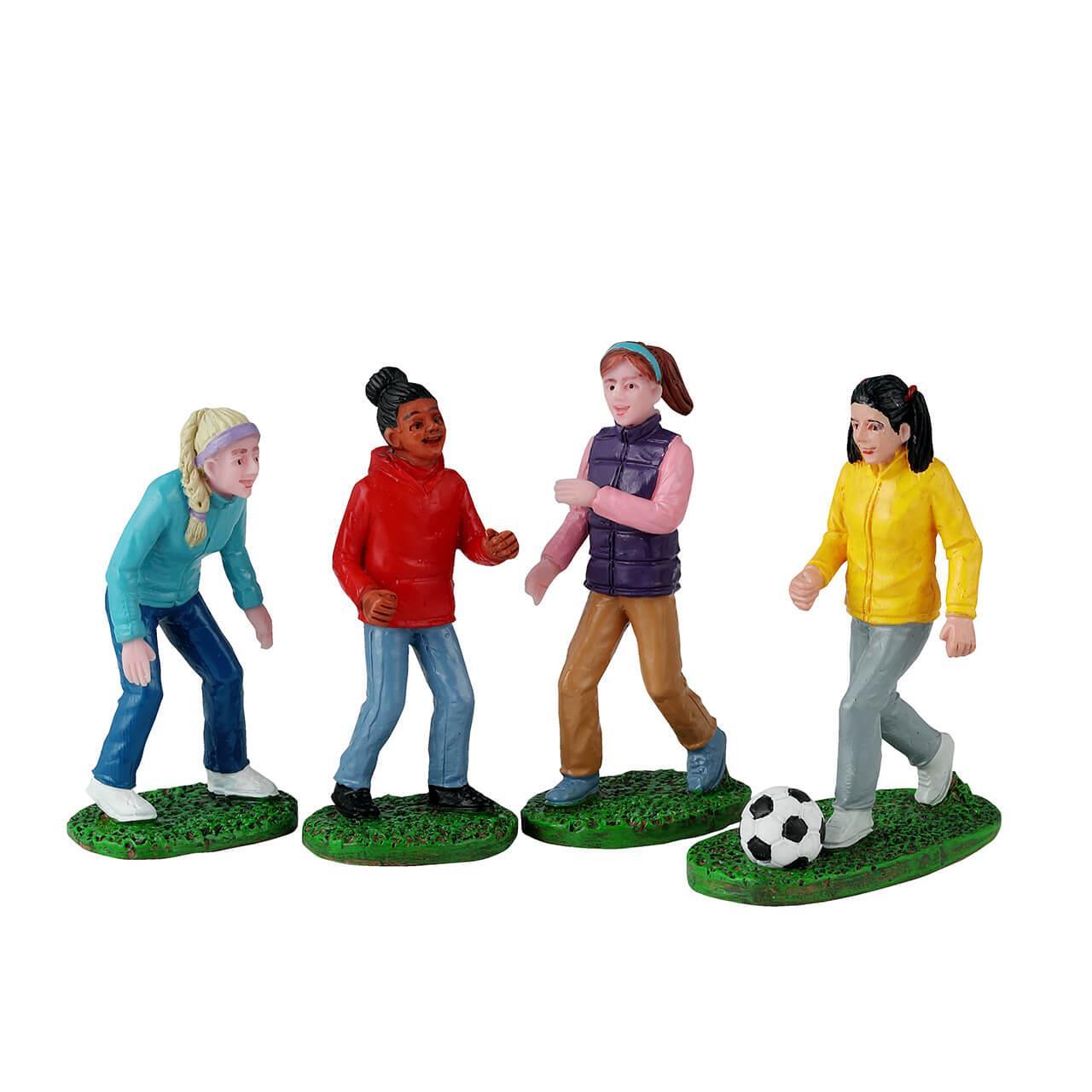 Lemax General Products Village Accessory Girls Soccer Game Set Of 4 42314