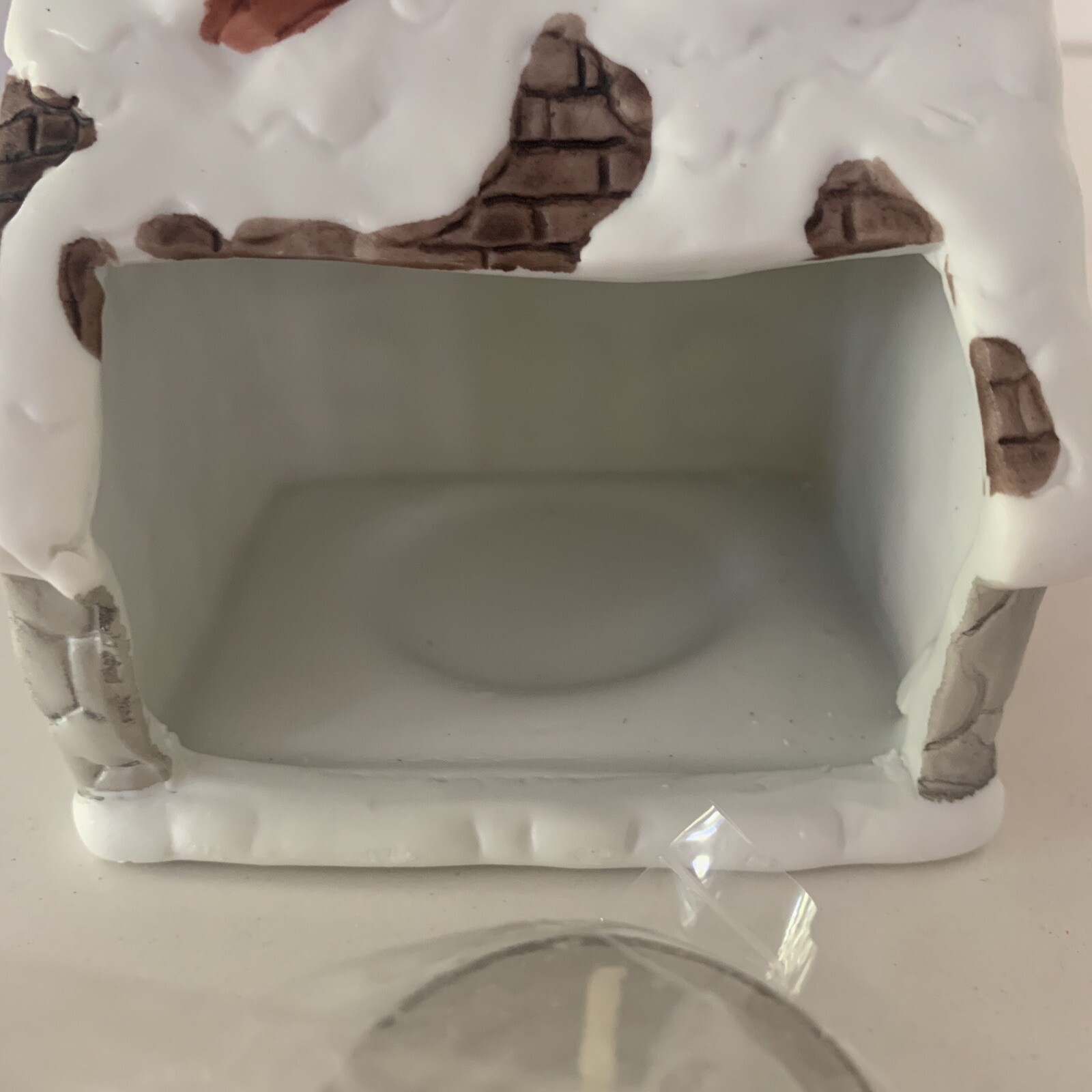 Vintage Porcelain Snow House Tealight Candle Holder Christmas Village Taiwan