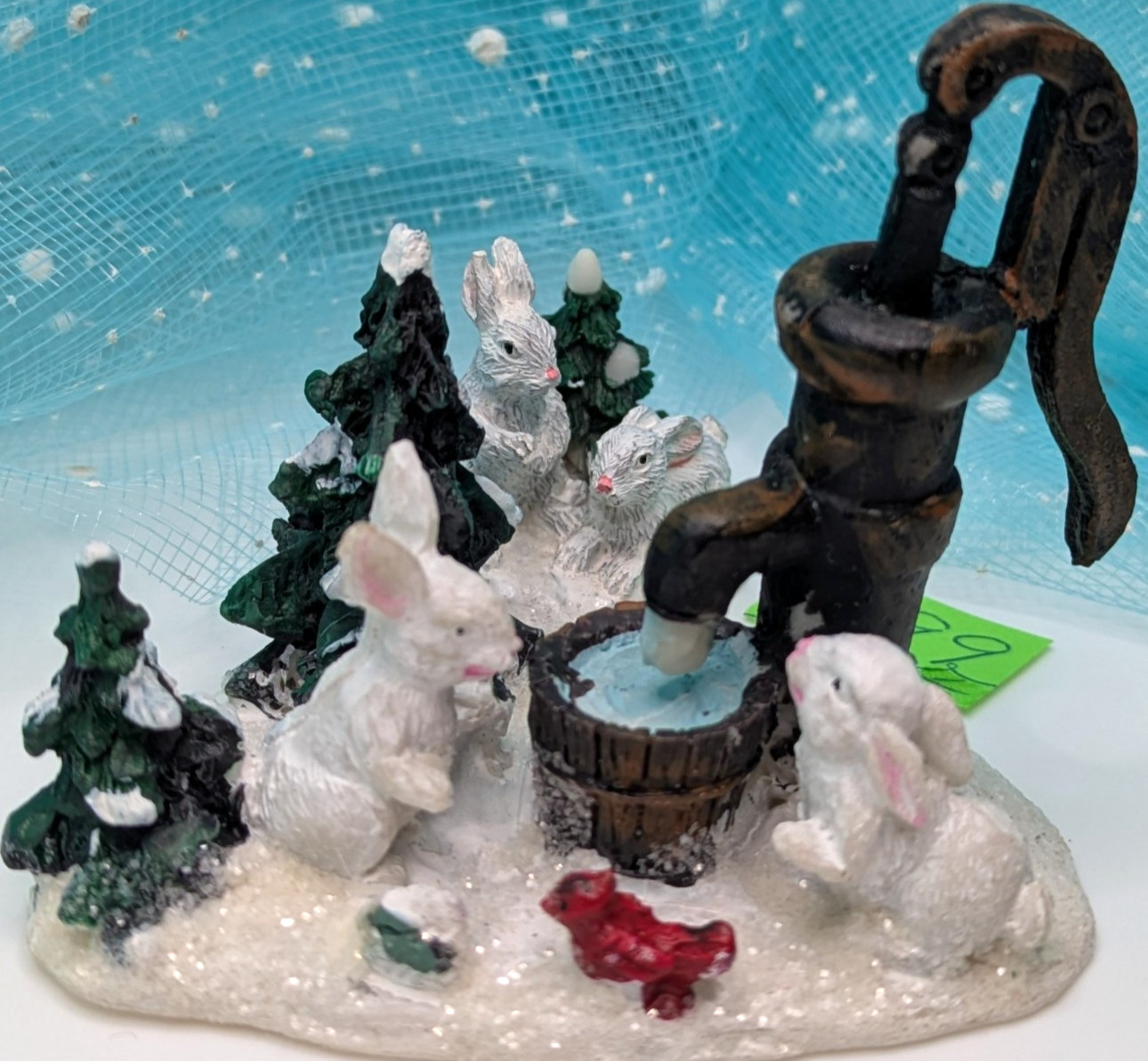 *READ Larger scale bunnies water pump Christmas Village Accessories LOOSE INV199