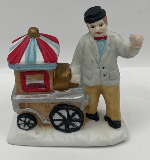Christmas Village Street Food Vendor Salesman Figurine