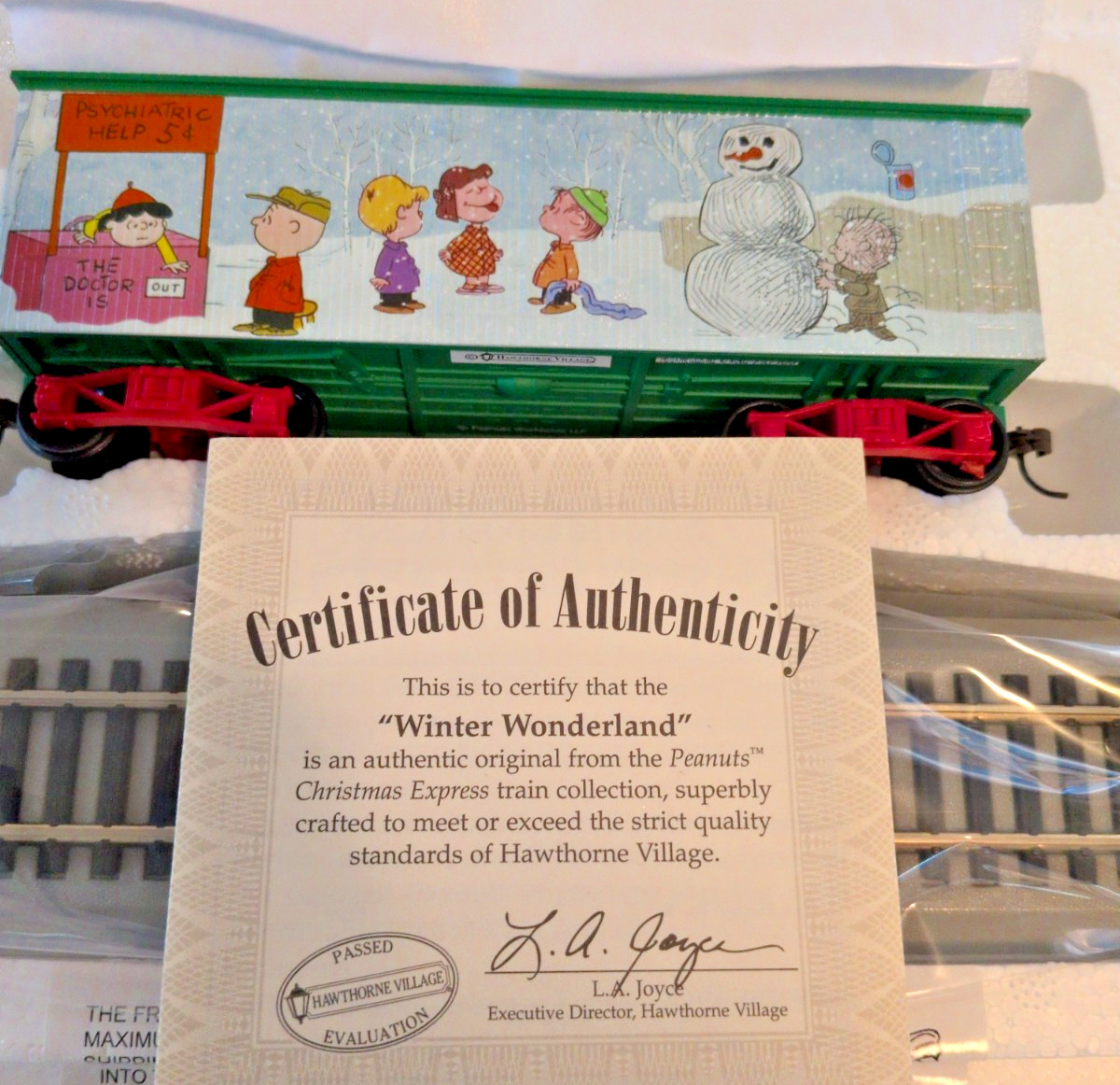 Peanuts Christmas Express Train Car Hawthorne Village “Winter Wonderland” COA