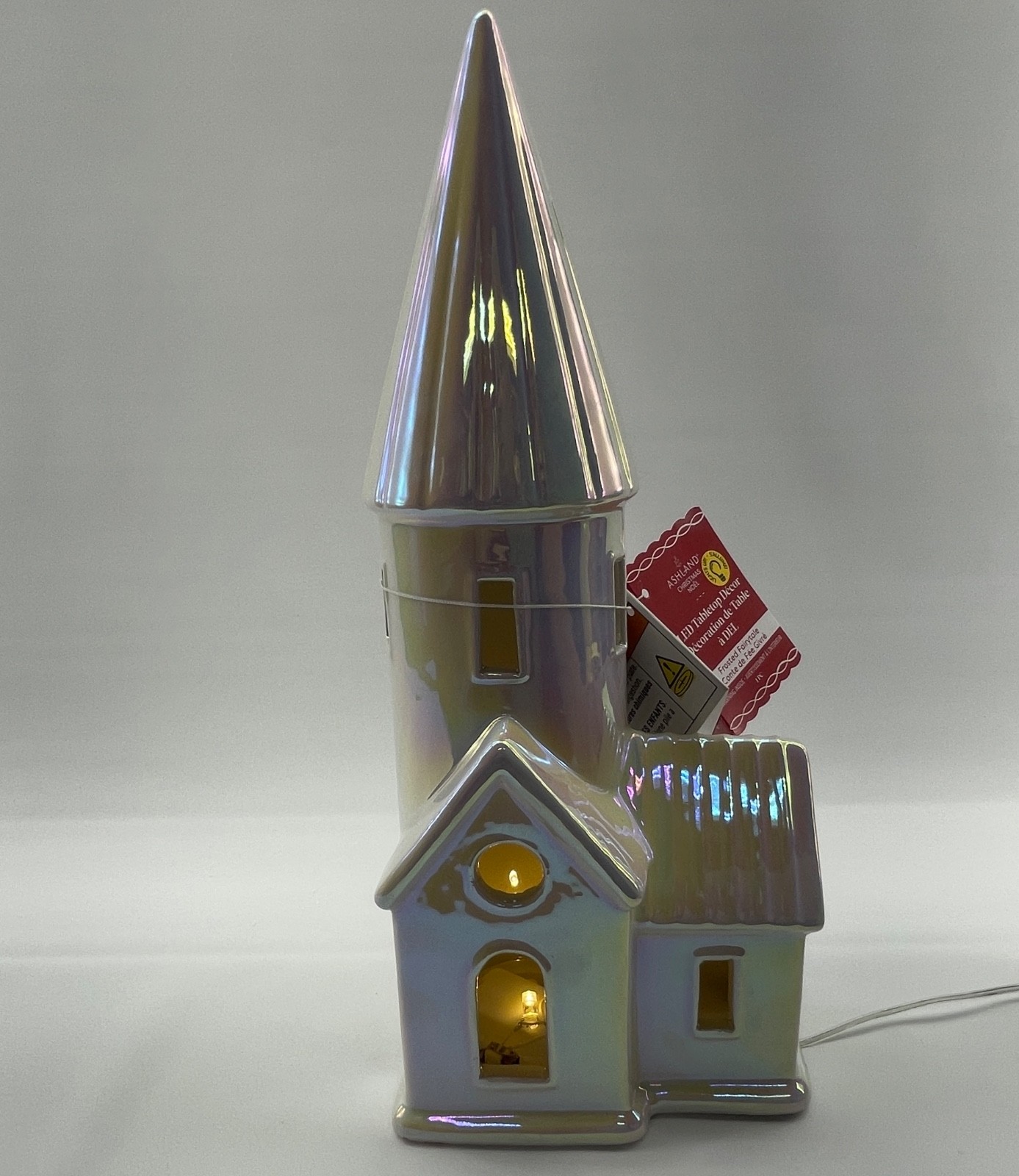 Christmas – Village 11.75″ White Ceramic Church Ashland LED Lite Tabletop Decor