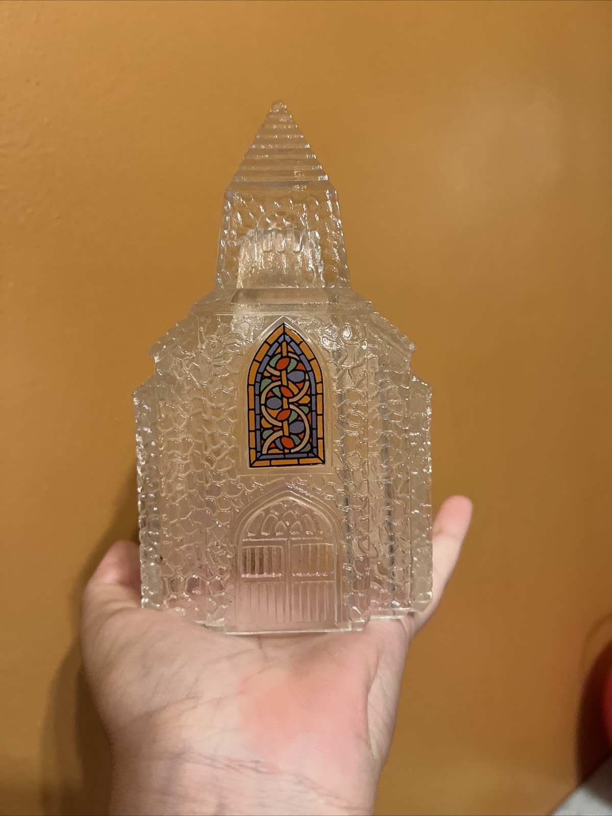 1992 Avon Light Up Crystal Church Silent Night 7.5″ Vintage Glass New In Box