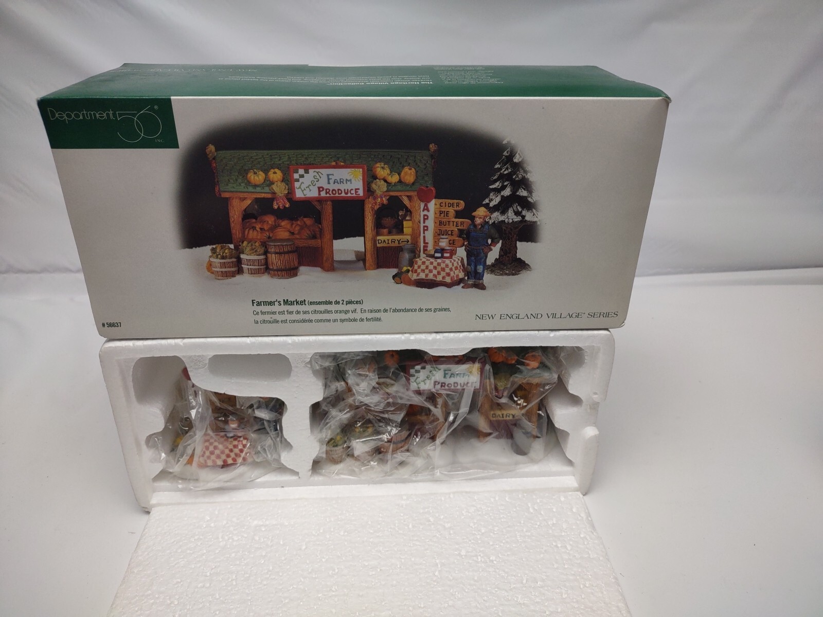 Dept 56 New England Village Series Farmer’s Market 2pc Set in Box 56637