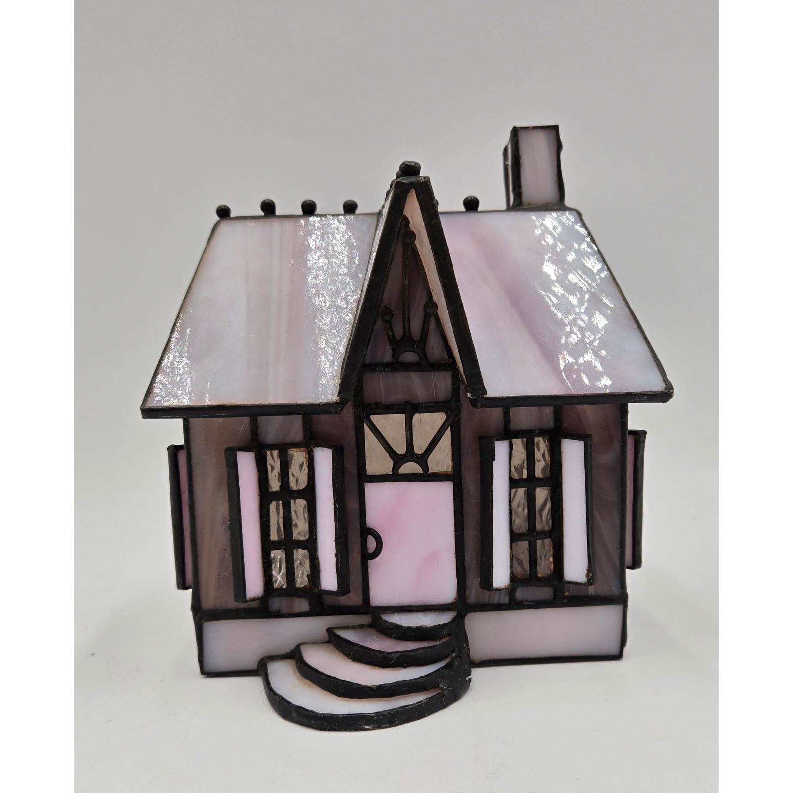 Bill Job Vitreville Candy Makers Cottage SH61A Stained Glass House 1993 Lighted