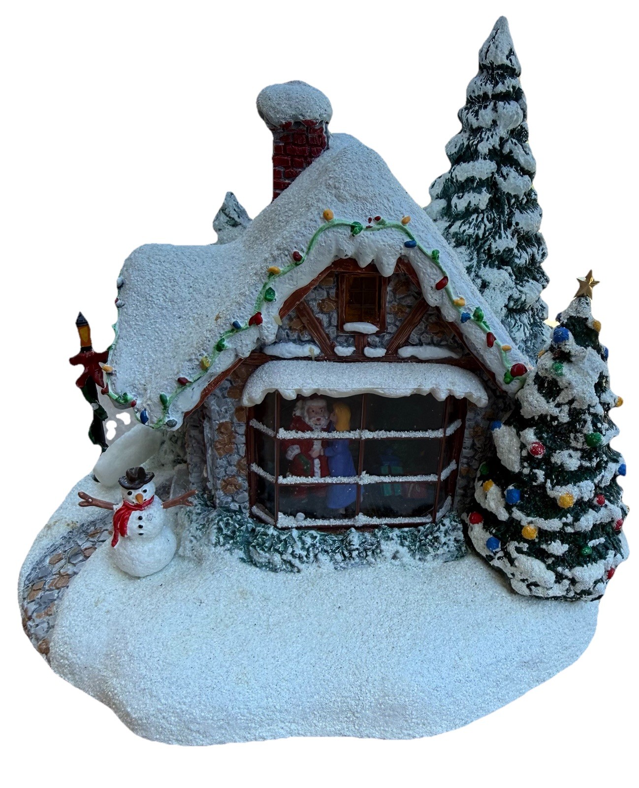 Thomas Kinkade Stillwater Cottage Christmas Village House Teleflora Light Up Vtg