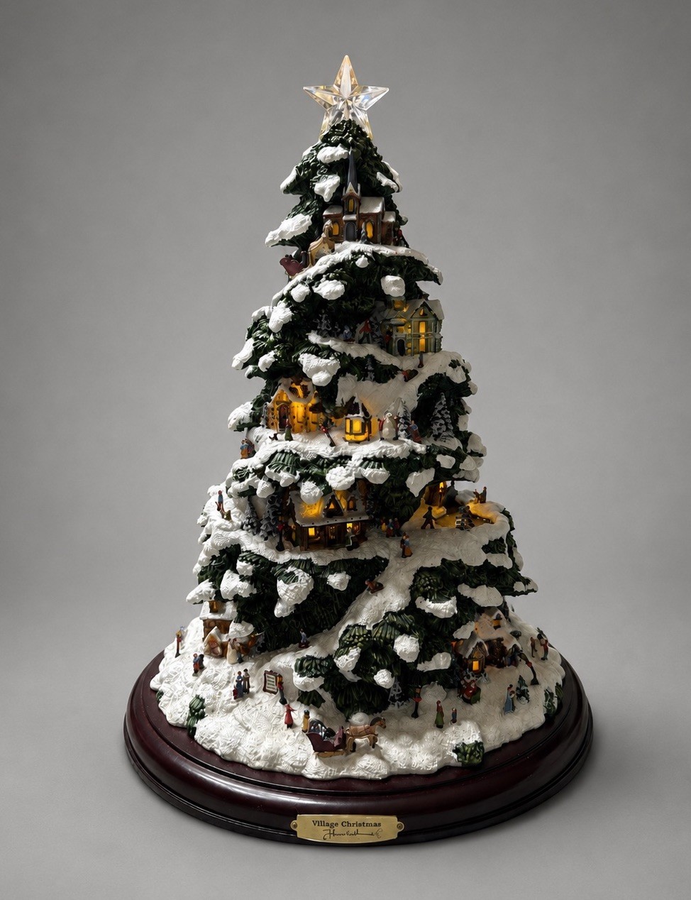 Thomas Kinkade “Village Christmas” Illuminated Tree Works With Batteries