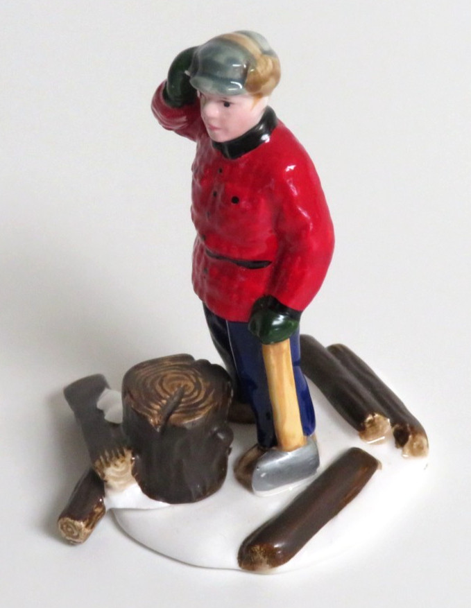 Vintage 1988 Dept 56 WOODSMAN Snow Village Figure MAN CUTTING WOOD Lumberjack